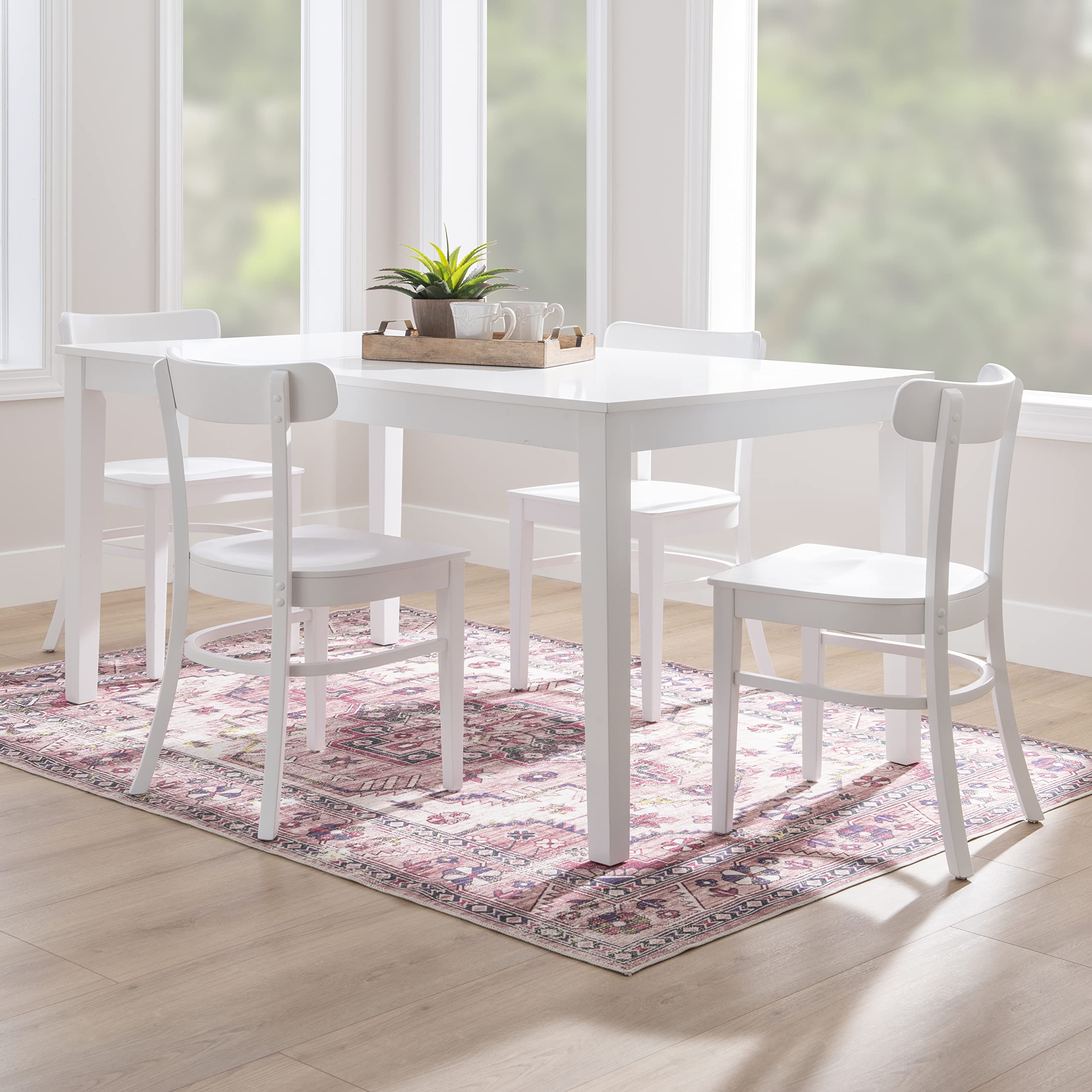 Linon Dayleen White Wooden Dining Chairs - Set of 2 Fully Assembled, Solid Wood Kitchen Chairs with Cushioned Seats for Dining Room, Kitchen, Breakfast Nook & Home Decor