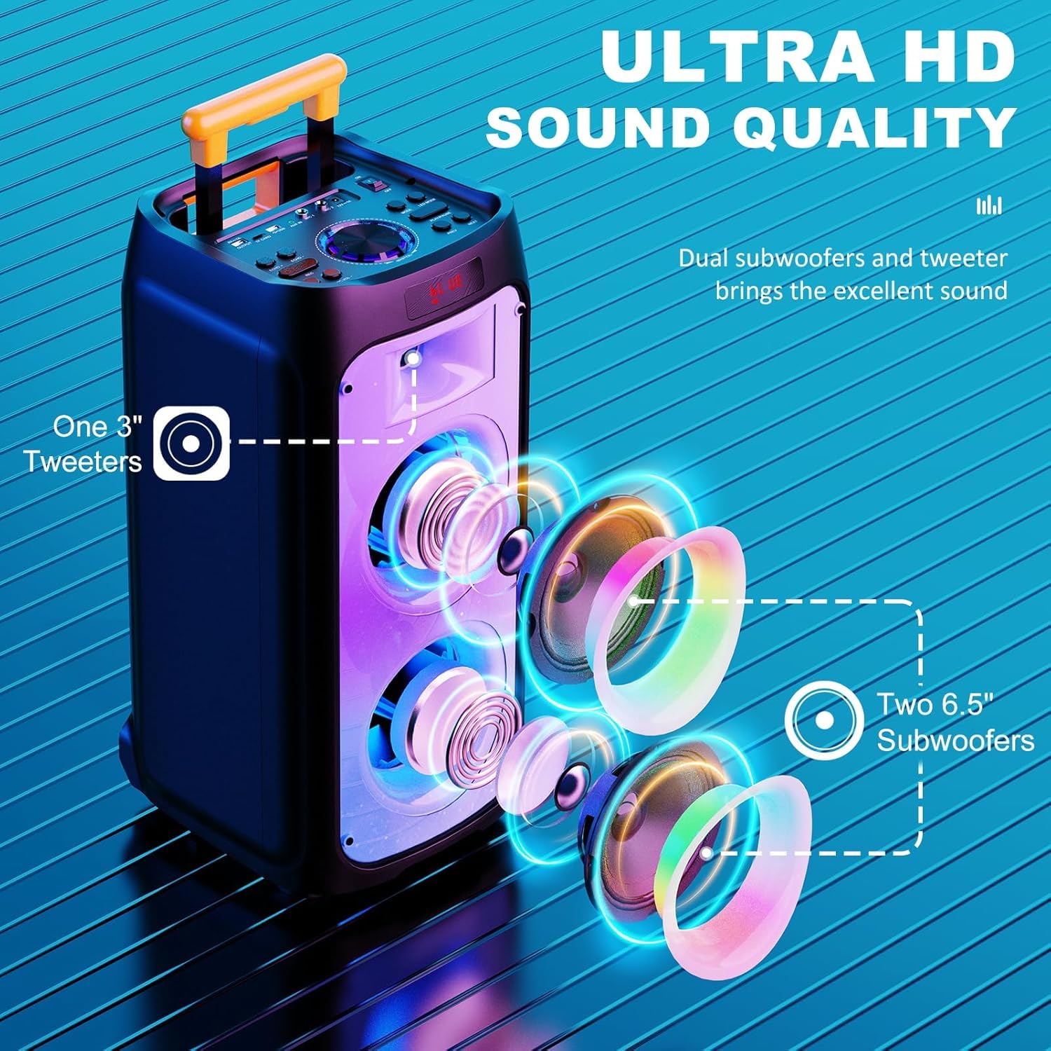 BOGO Free! HWWR Portable Bluetooth Karaoke Machine with 2 Wireless Mics - Party Speaker with Disco Lights for Outdoor Gatherings, Christmas Gifts | Perfect for Home Karaoke, Backyard Parties & Holiday Celebrations