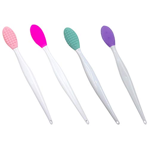 EXCEART 8-Piece Silicone Face Cleaning Brush Set - Double Sided Nose Brush, Lip Exfoliator & Blackhead Remover Tools for Dead Skin Removal - Perfect for Daily Facial Care & Spa Treatments at Home