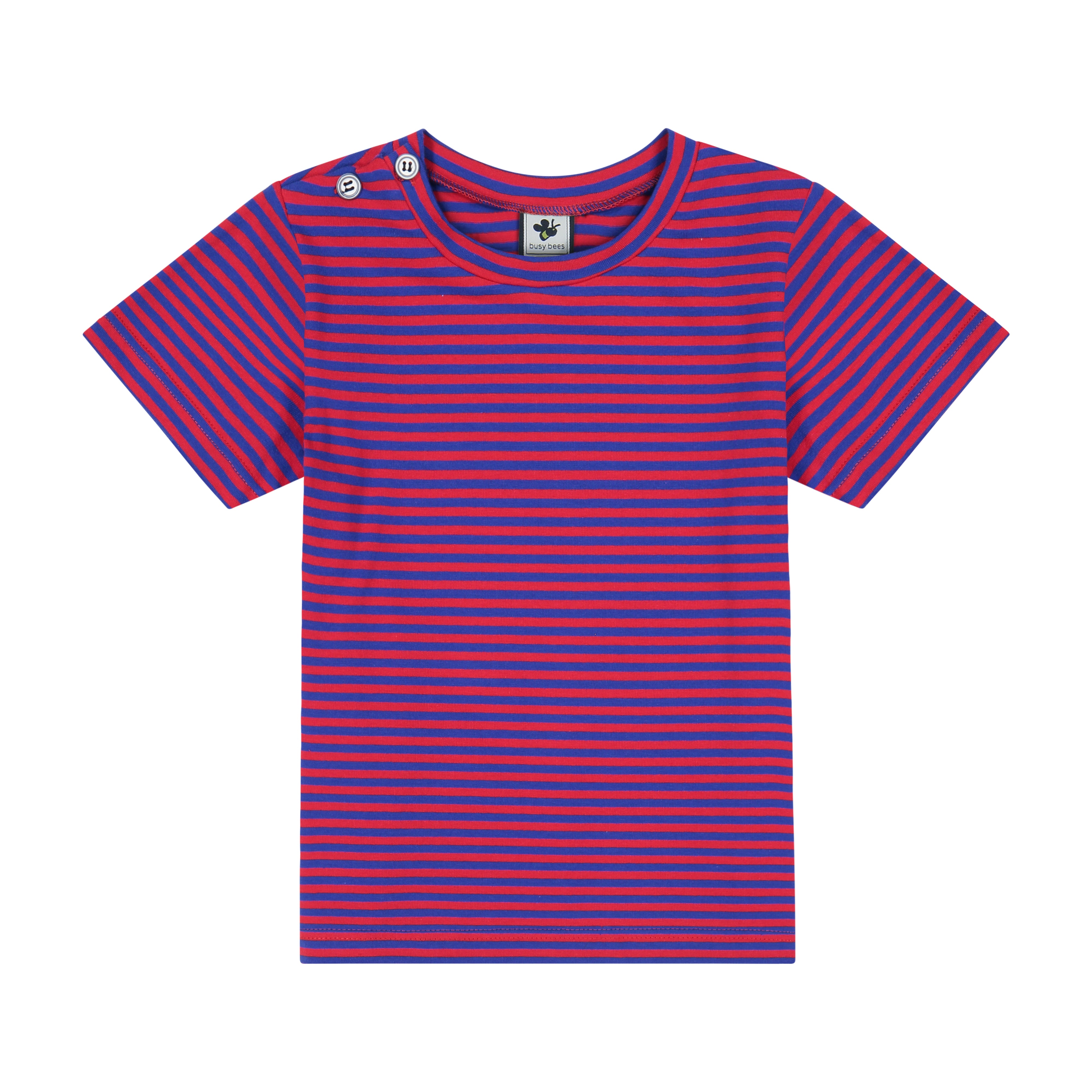 Henry Boys Button Shoulder Tee - Red & Blue Striped Casual Shirt for Toddlers | Perfect for Playdates, Preschool & Everyday Outfits