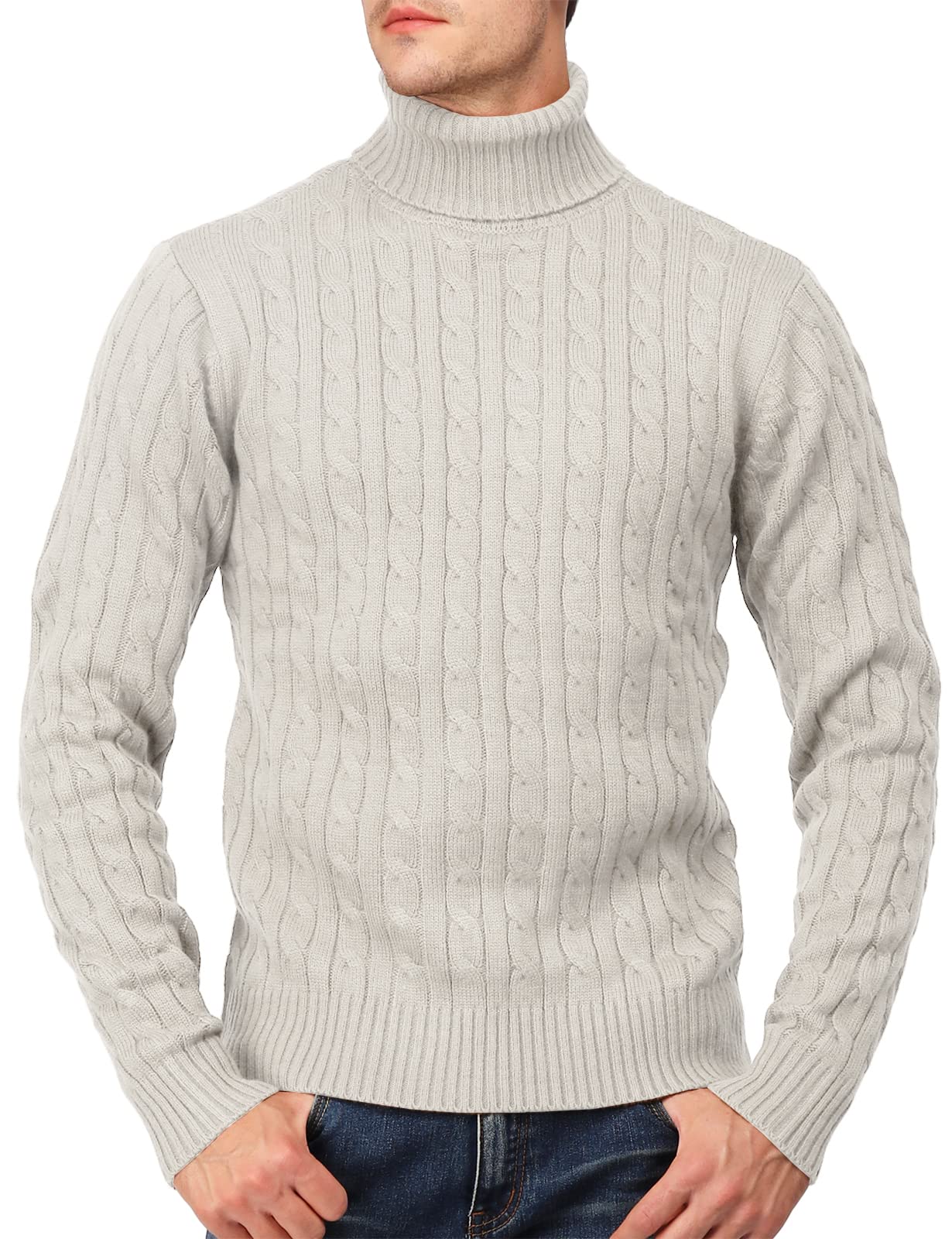 Men's Slim Fit Turtleneck Sweater - Warm Knit Pullover for Winter - Casual & Office Wear - H2H Thermal Long Sleeve Top for Cold Weather Outfits