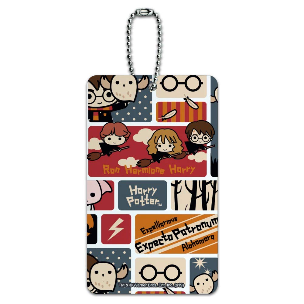 Harry Potter Chibi Pattern Luggage Tag - Cute Suitcase ID Tag for Travel Bags & Carry-Ons - Perfect for Harry Potter Fans, Airports, and Vacation Trips