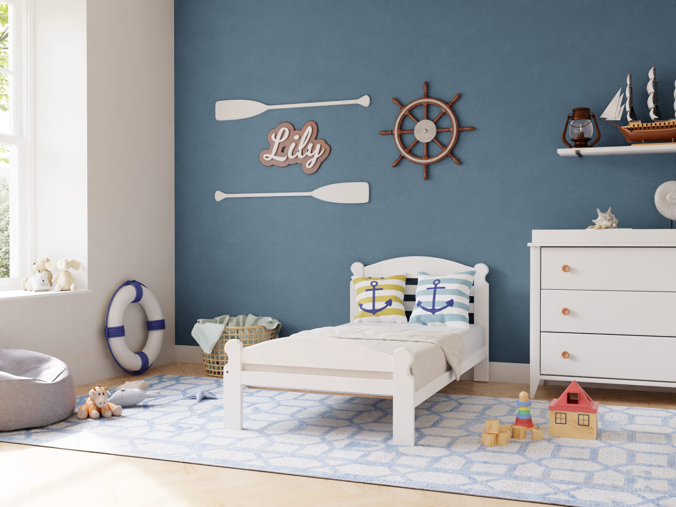 Unfinished Solid Pine Wood Twin-XL Bed Frame with Hardwood Slats - Easy Assembly Kids Bedroom Furniture for Boys & Girls - Durable Wooden Bed for Teens, Guest Rooms & Dormitories