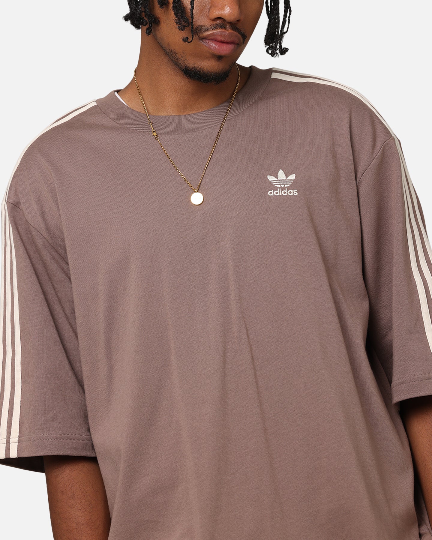 Adidas Oversized T-Shirt for Men - Soft Cotton Brown Tee - Casual Streetwear & Loungewear - Perfect for Everyday Wear, Gym, and Outings