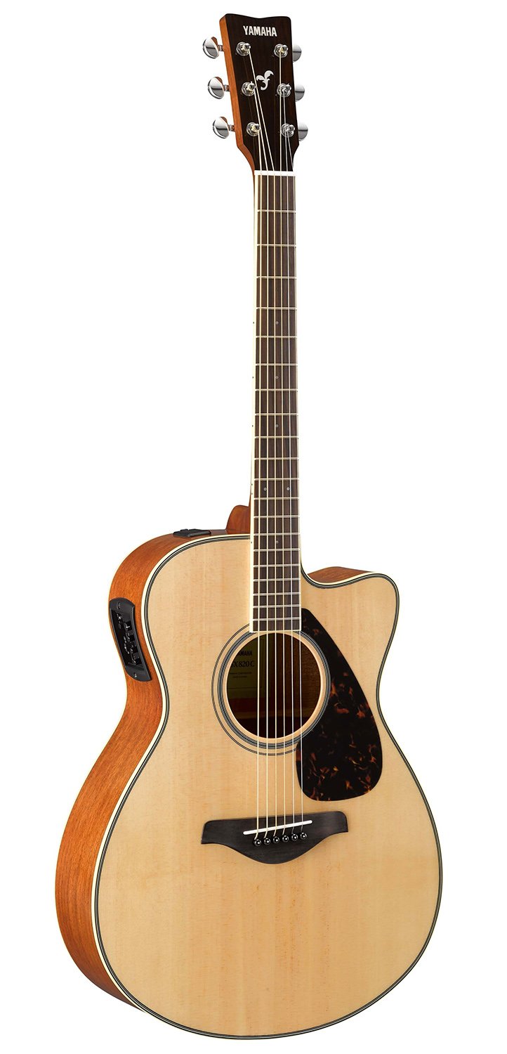 Yamaha FSX820C Small Body Solid Top Cutaway Acoustic-Electric Guitar - Natural Wood Finish | Perfect for Stage Performances & Home Recording