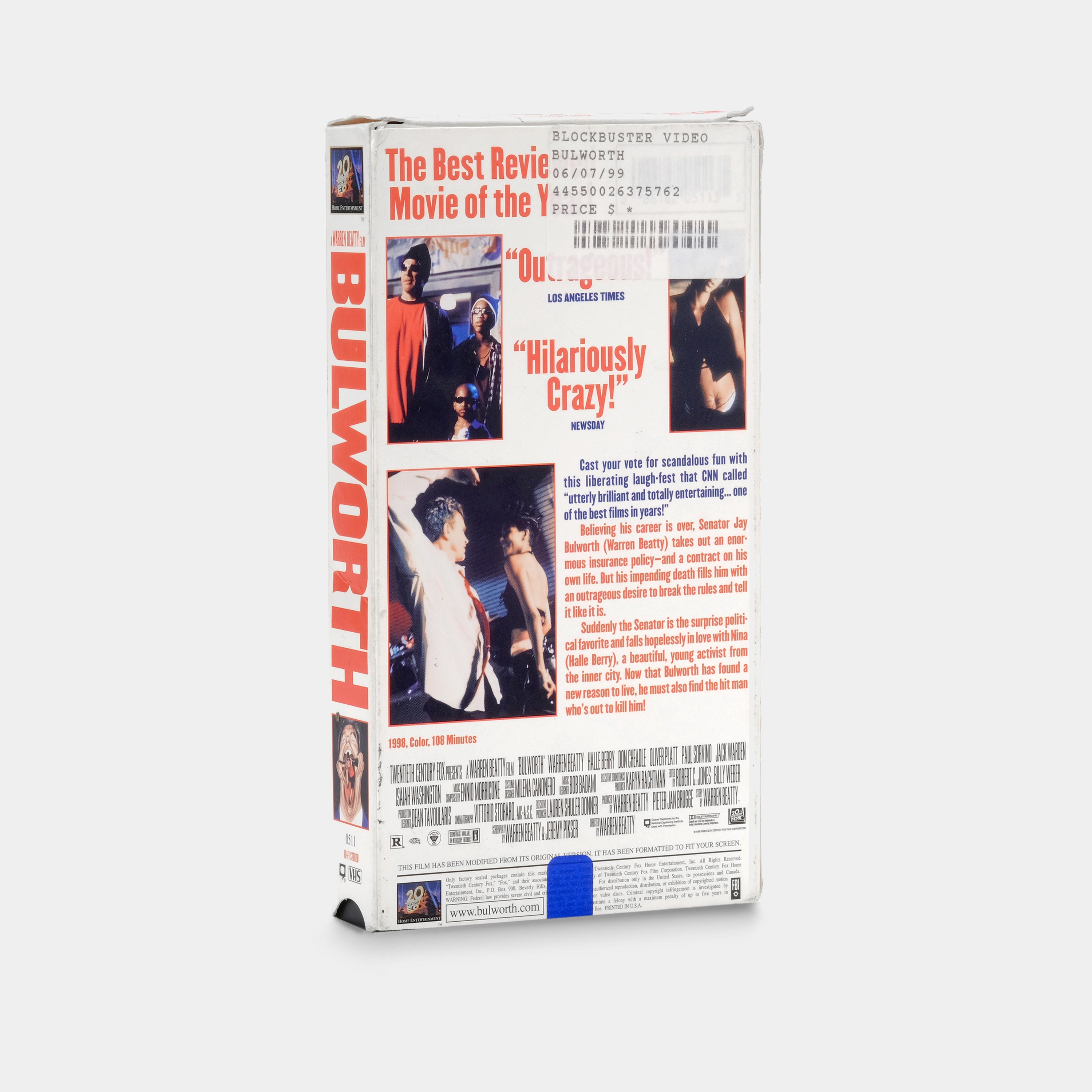Bulworth VHS Tape - Classic 90s Political Satire Movie - Perfect for Movie Collectors & Nostalgia Lovers - Great for Home Theater Nights & Retro Film Screenings