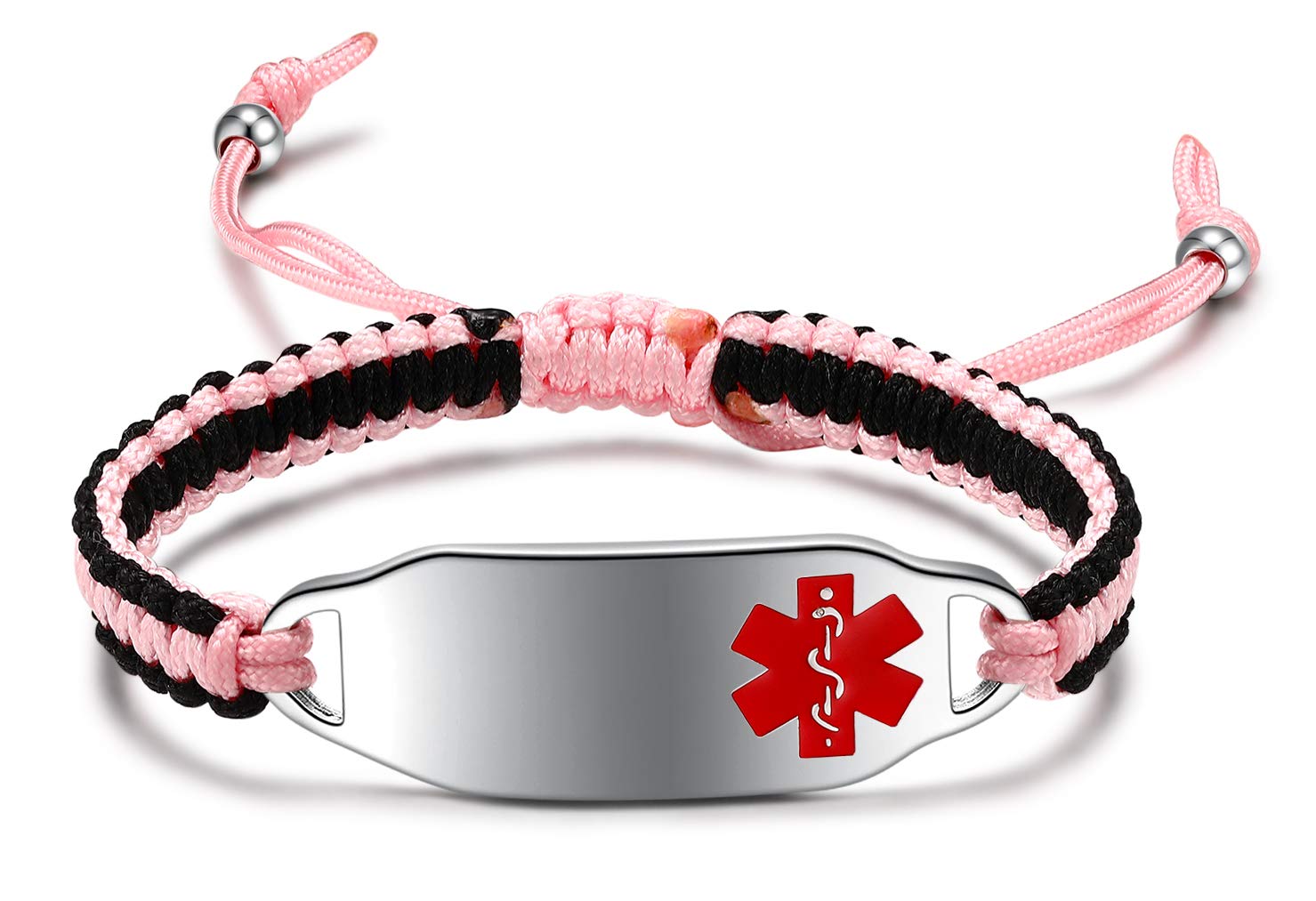 Custom Medical Alert Bracelets for Women - Free Engraving, Adjustable 6.5-8.5 Inches, Nylon Handmade Braided Rope ID Bracelet - Perfect for Allergies, Diabetes & Emergency Medical Identification