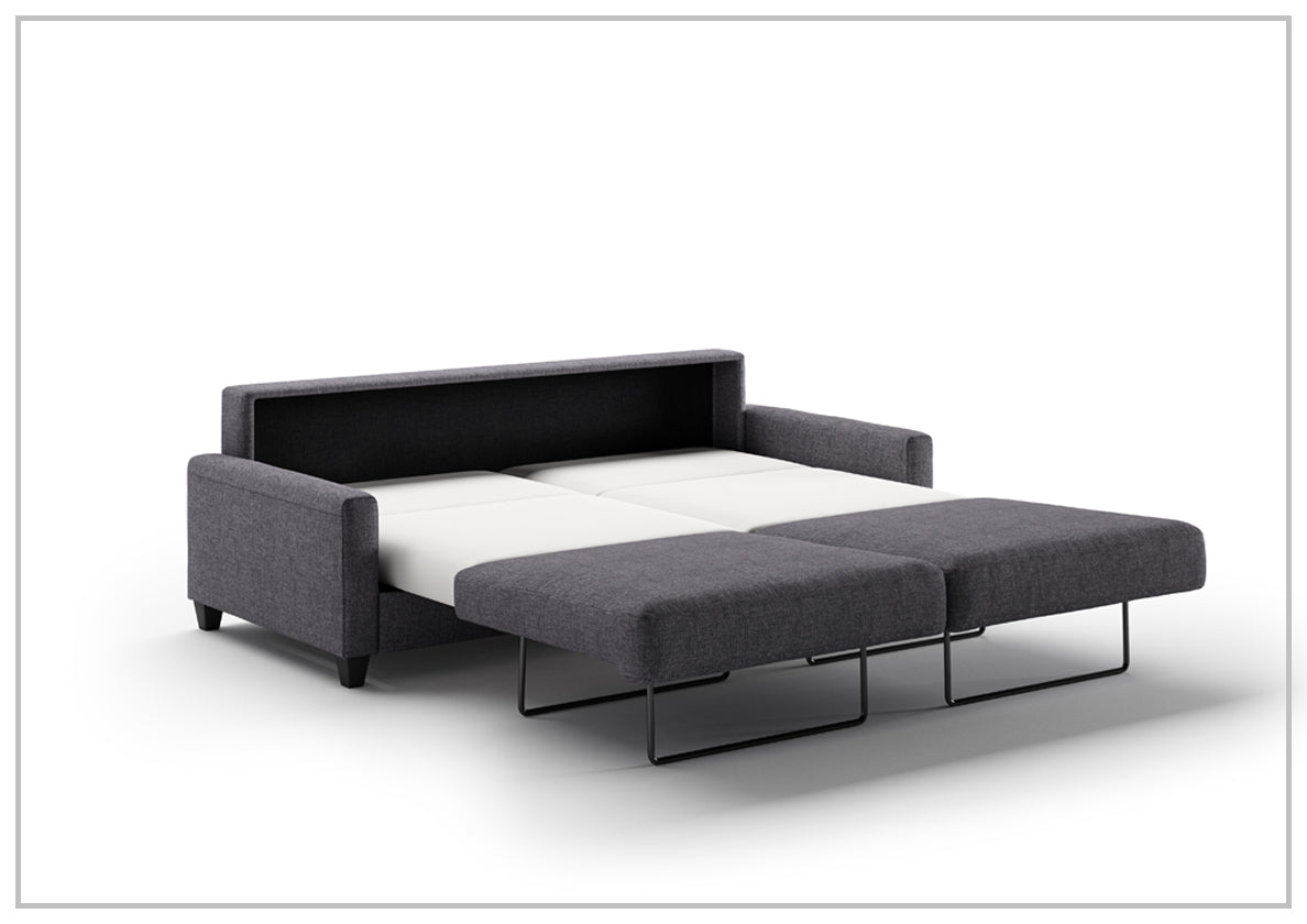 Luonto Nico Fabric Sleeper Sofa - Convertible Bed with Walnut or Chrome Legs - Full, Queen & King Size Options - Perfect for Small Spaces, Guest Rooms & Apartments