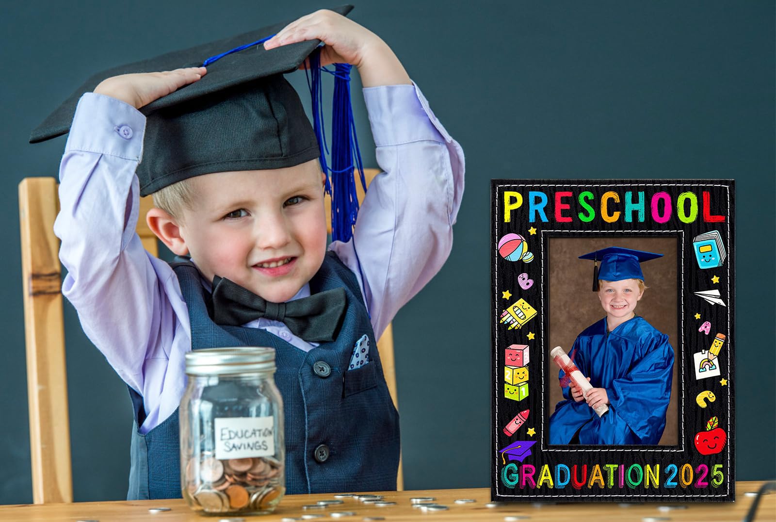 PETCEE 4x6 Preschool Graduation Picture Frame - 2025 Pre-K Graduation Gift for Kids, Boys & Girls | Perfect for Classroom Decor, Nursery Wall Art & Kindergarten Graduation Party Decorations