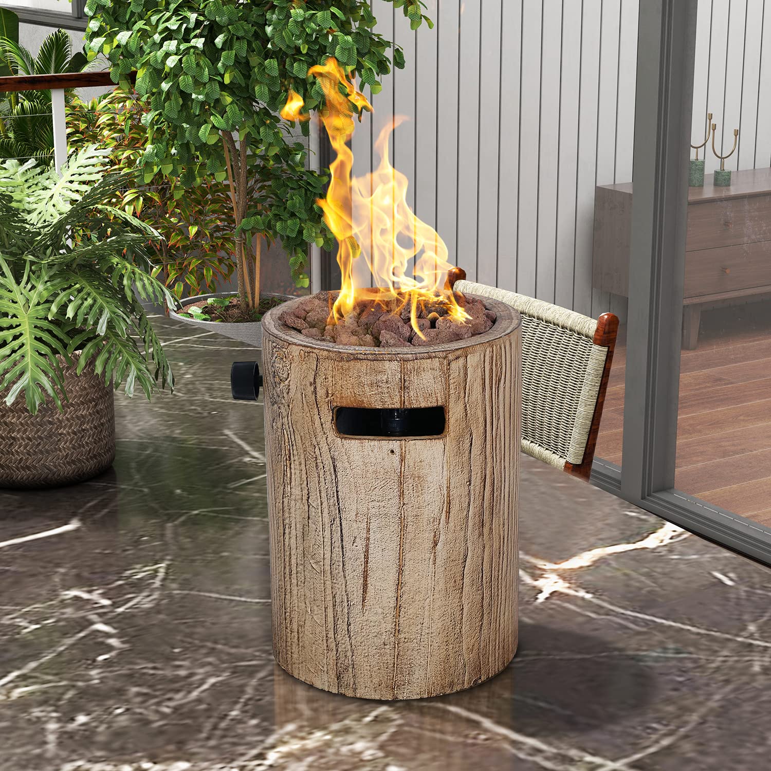 Portable 10-inch Tabletop Propane Fire Pit - 10,000 BTU Smokeless Concrete Fire Bowl with CSA Certification | Outdoor Heating for Camping, Patio, Backyard & Bonfire Nights (Brown) - Perfect for Cozy Gatherings & Alfresco Dining