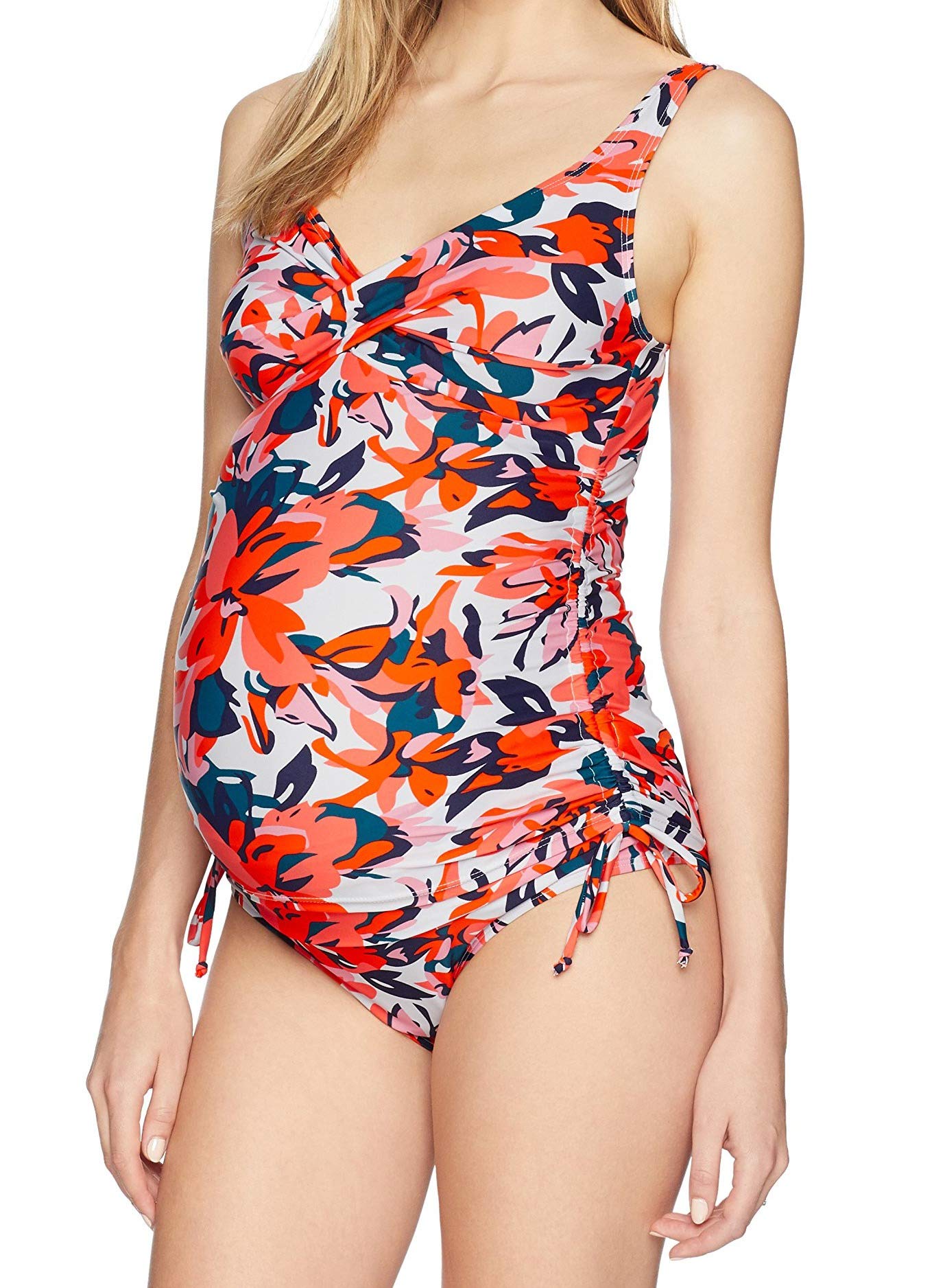 Maternal America Women's Ruched 2-Piece Maternity Tankini Swimsuit - Comfortable & Stylish Pregnancy Swimwear for Pool, Beach & Vacation