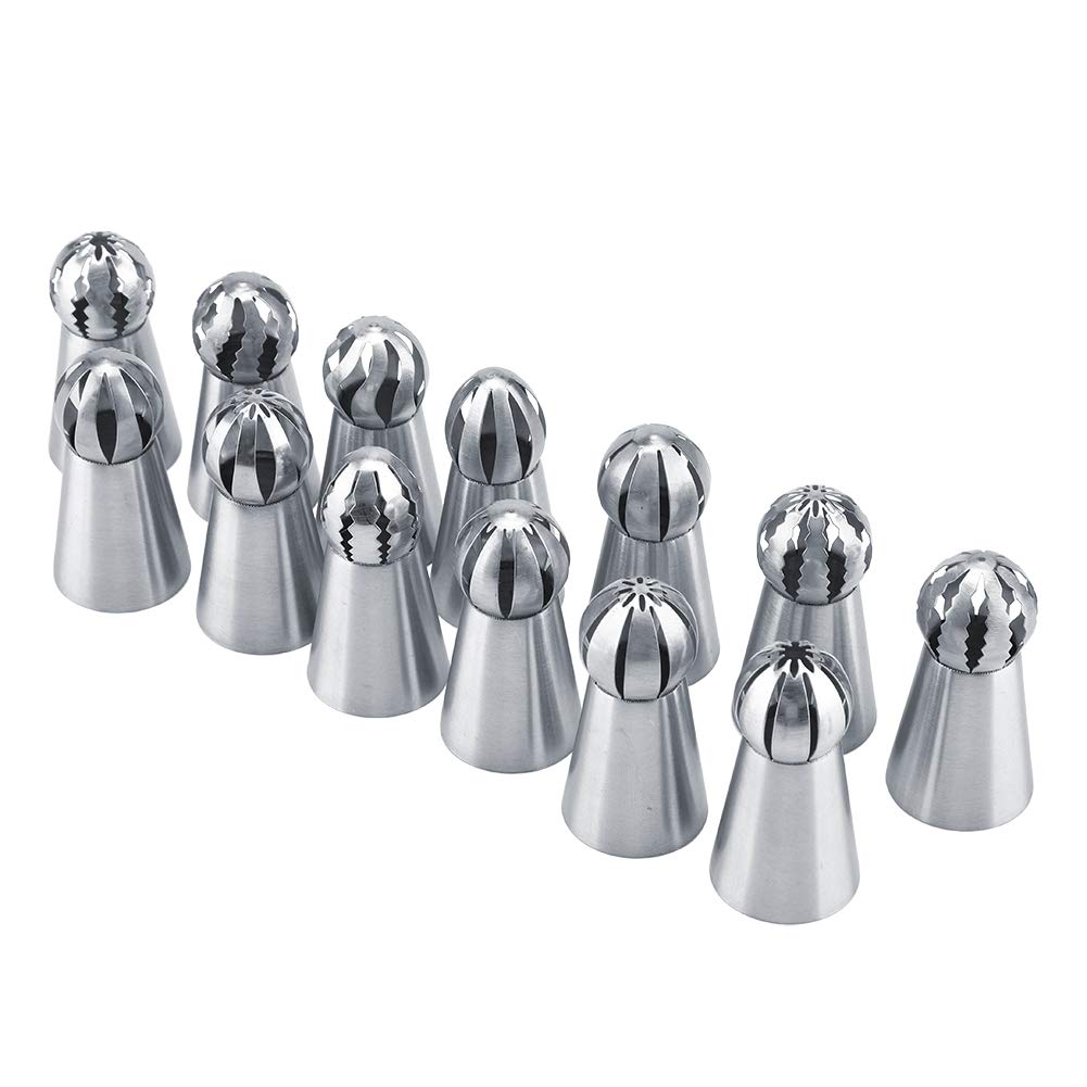 13 Pcs Russian Piping Tips Set - Stainless Steel Icing Nozzles for Cake Decorating, Buttercream Flowers & Pastry Baking Tools - Perfect for DIY Desserts, Cupcakes & Wedding Cakes