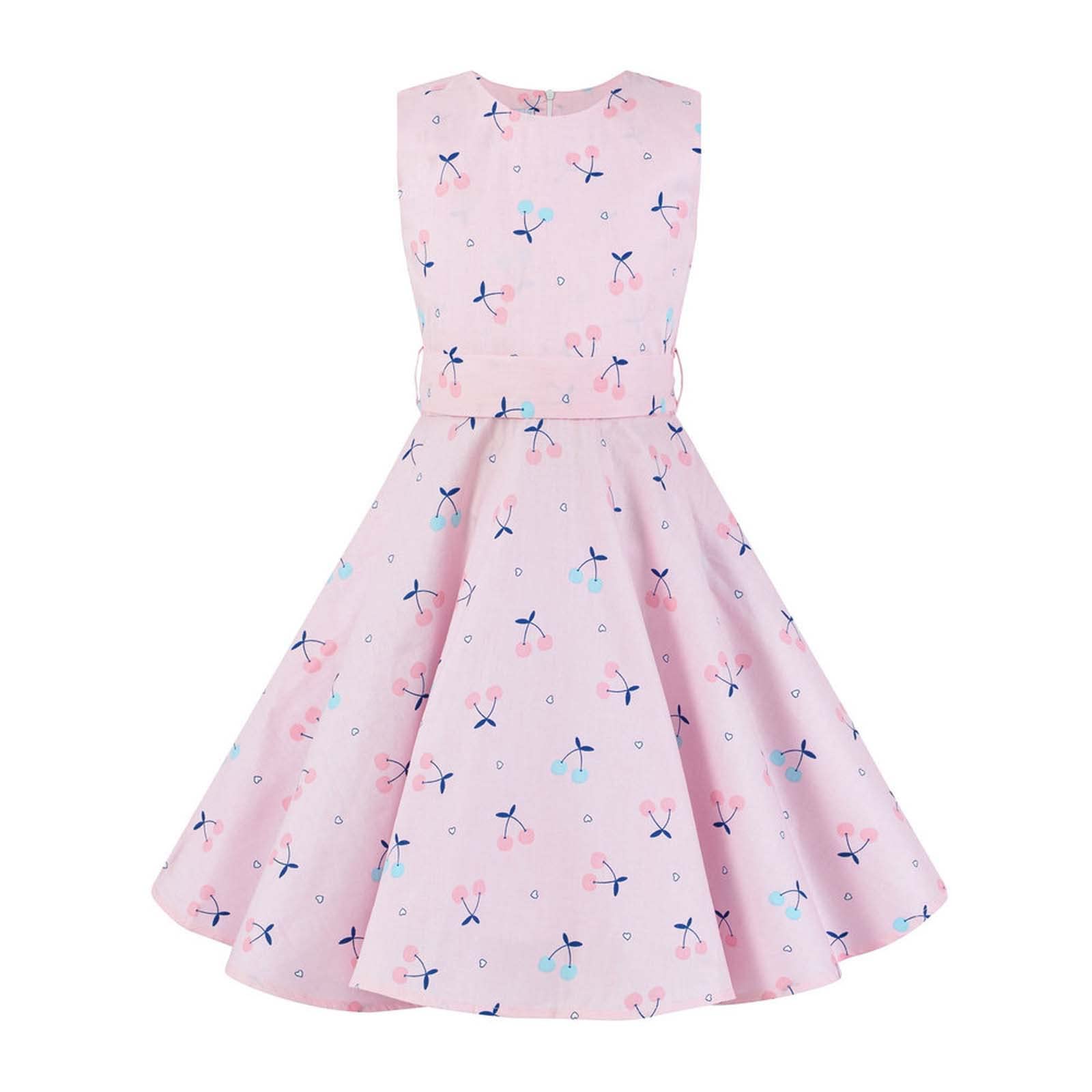 Vintage 1950s Rockabilly Baby Girls Swing Dress - Sweetheart Print Midi Tank Dress for Toddler Birthday Party, Photo Shoot & Retro Theme Events