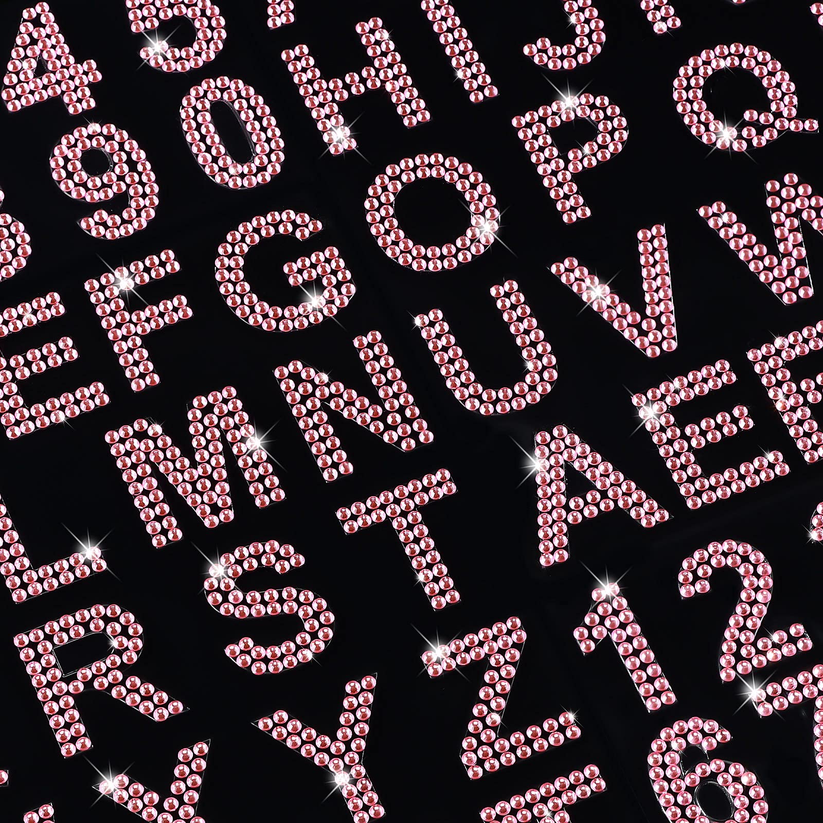 88 Pieces Self-Adhesive Rhinestone Alphabet & Number Stickers - Shiny Glitter Letters for DIY Crafts, Scrapbooking, Cards, Nail Art (Pink) - Perfect for Home Decor, Gift Wrapping & Party Supplies