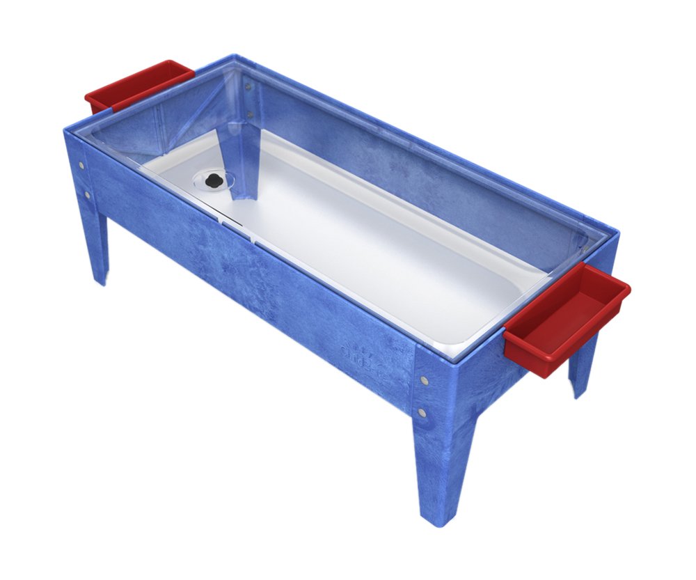 ChildBrite Toddler Sand and Water Activity Table with Clear Liner & Blue Frame - Outdoor Sensory Play for Kids, Backyard Fun, Preschool Learning Activities