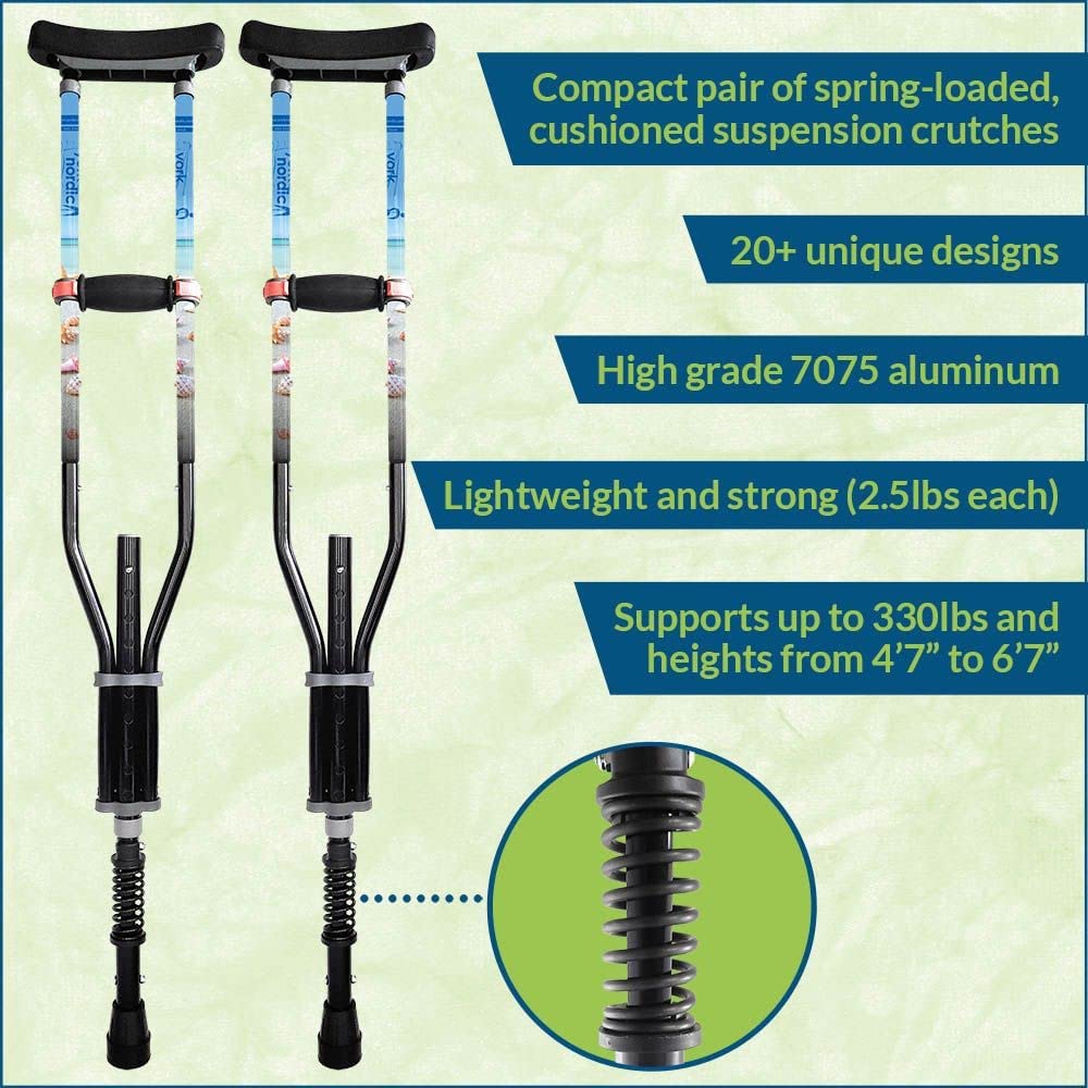 York Nordic - Adjustable Spring Cushion Crutches for Adults (4'7
