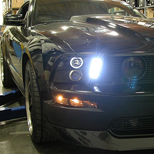 Spec-D Tuning LHP-MST05JM-TM Halo LED Black Projector Headlights for Ford Mustang – Upgrade Your Ride with Stylish & Bright Lighting for Night Driving & Car Shows