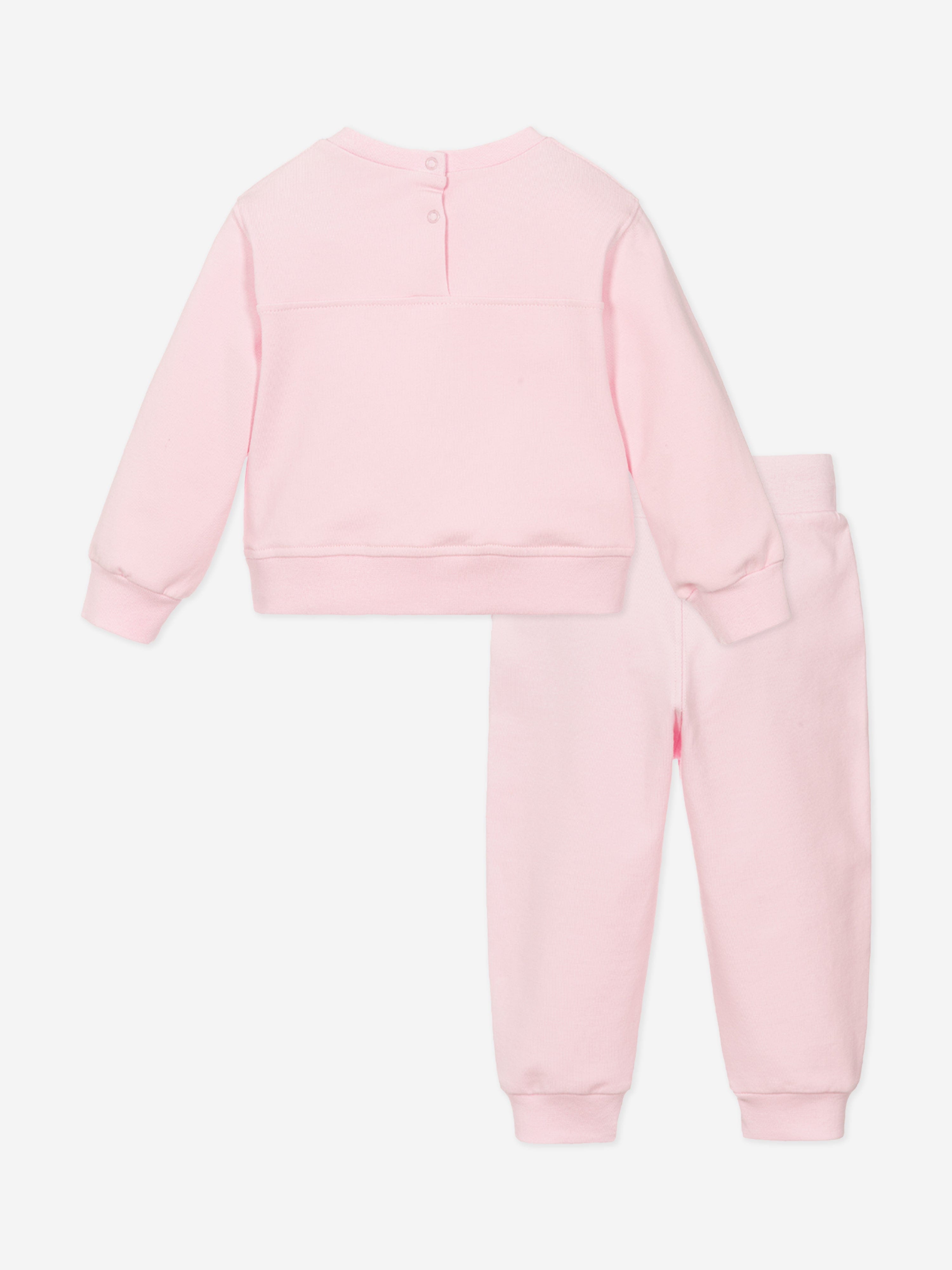 Pink Baby Girls Rose Print Tracksuit - Soft Cotton Jogger Set for Toddlers & Infants - Perfect for Playtime, Nursery & Outdoor Activities