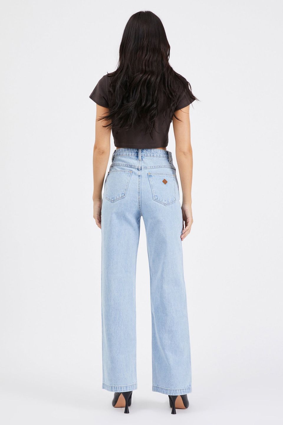 94 High Wide Walk Away Light Blue Denim Jeans for Women - Comfortable Stretch Bootcut Jeans for Casual Wear & Everyday Outfits