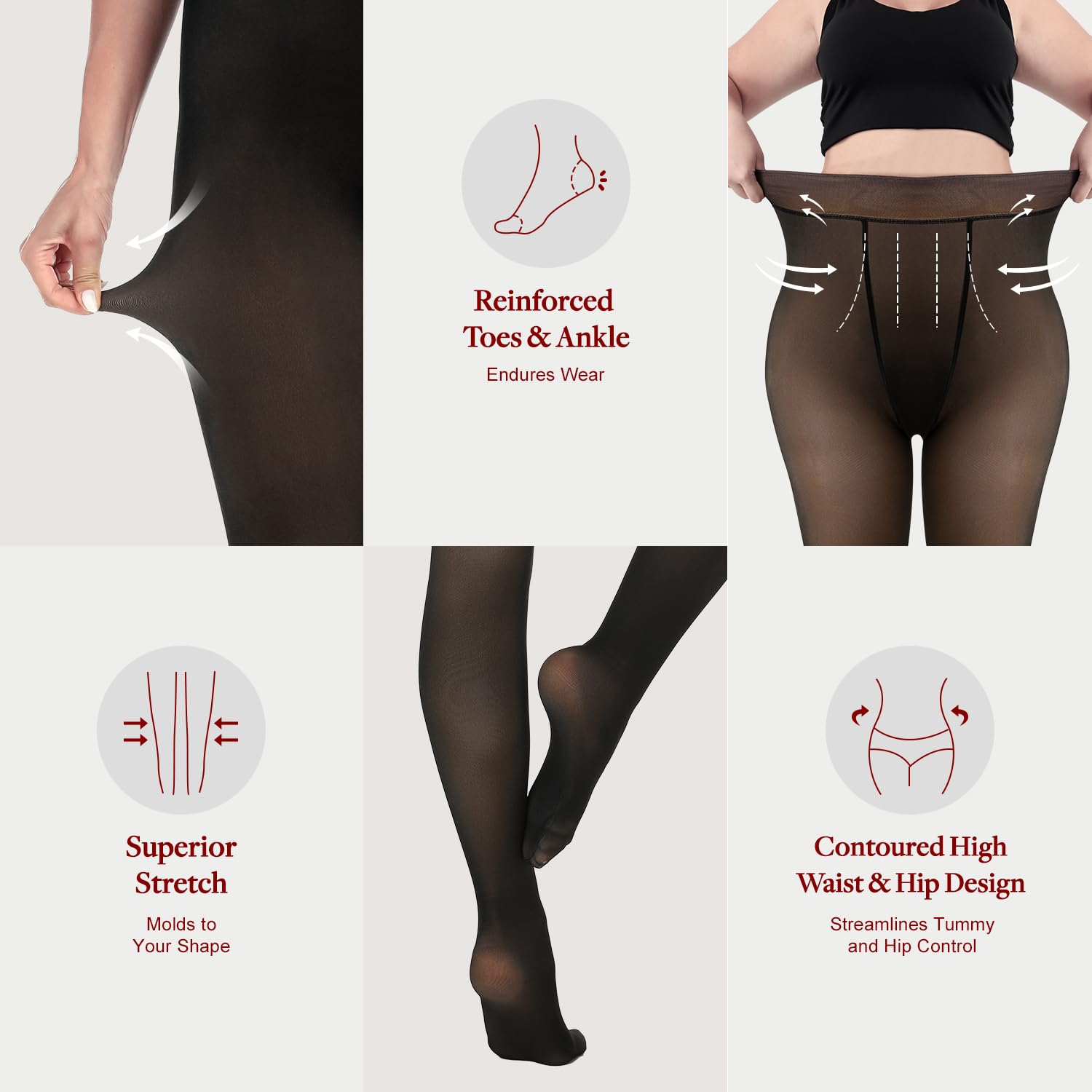 Women's Fleece Lined Thermal Tights - Sheer Translucent Winter Pantyhose with Warm Fleece Lining | Perfect for Cold Weather, Layering Under Dresses, and Everyday Winter Comfort