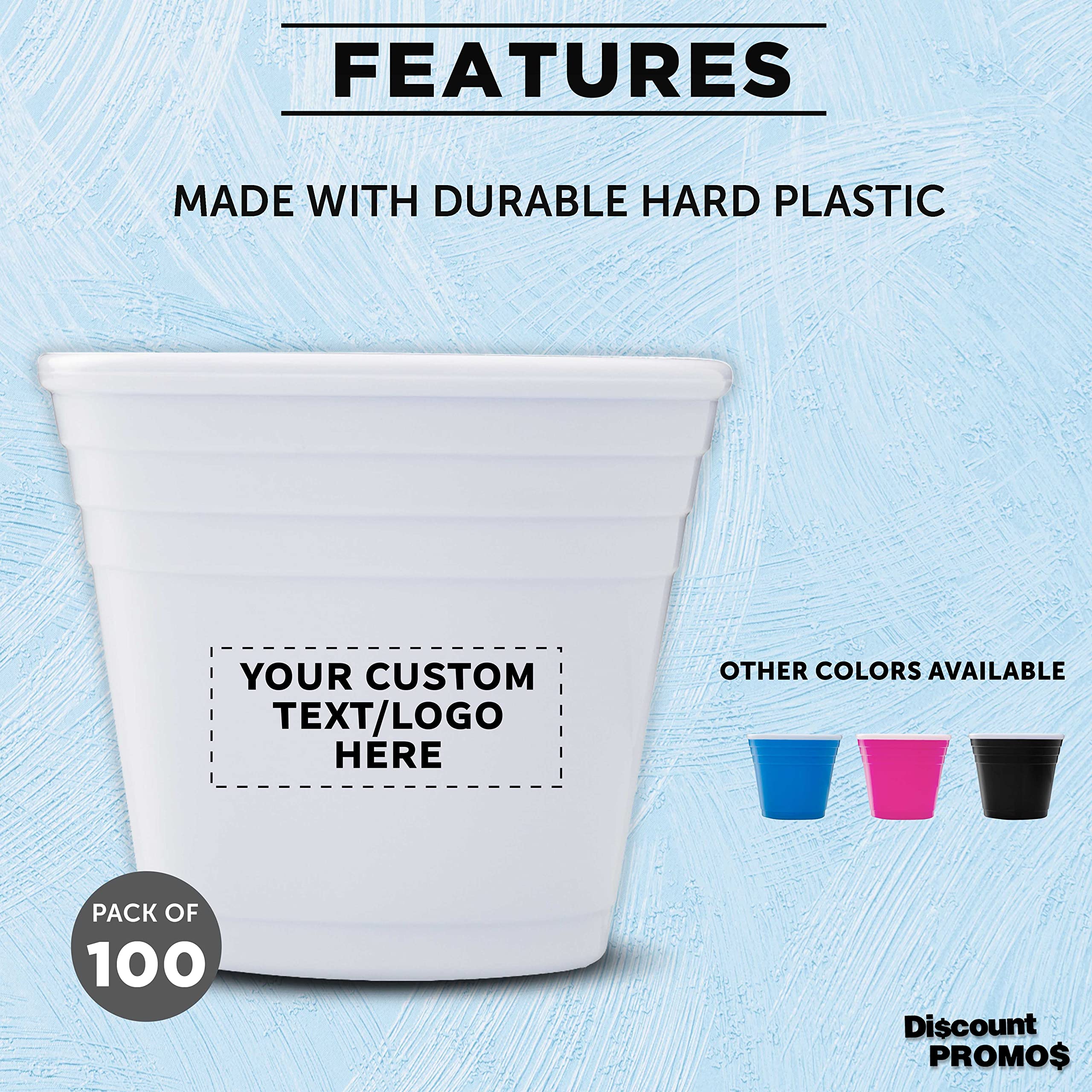 Custom 2 oz Plastic Shot Glasses Bulk Pack of 100 - Personalized Party Cups for Birthdays, Weddings & Events - Durable White Drinking Glasses for Indoor/Outdoor Use - Perfect for Bars, Tailgates & Celebrations