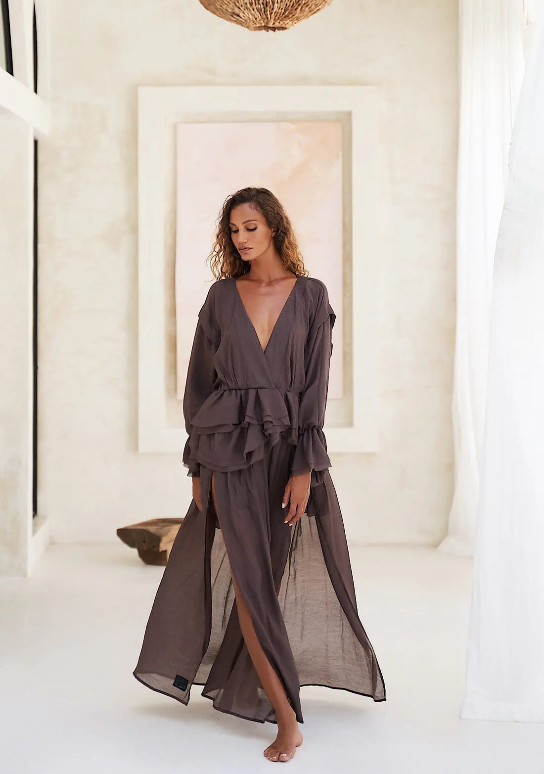 Bronze Moodstories Venera Long Maxi Dress - Elegant Boho Summer Vacation Outfit for Beach, Wedding & Special Occasions
