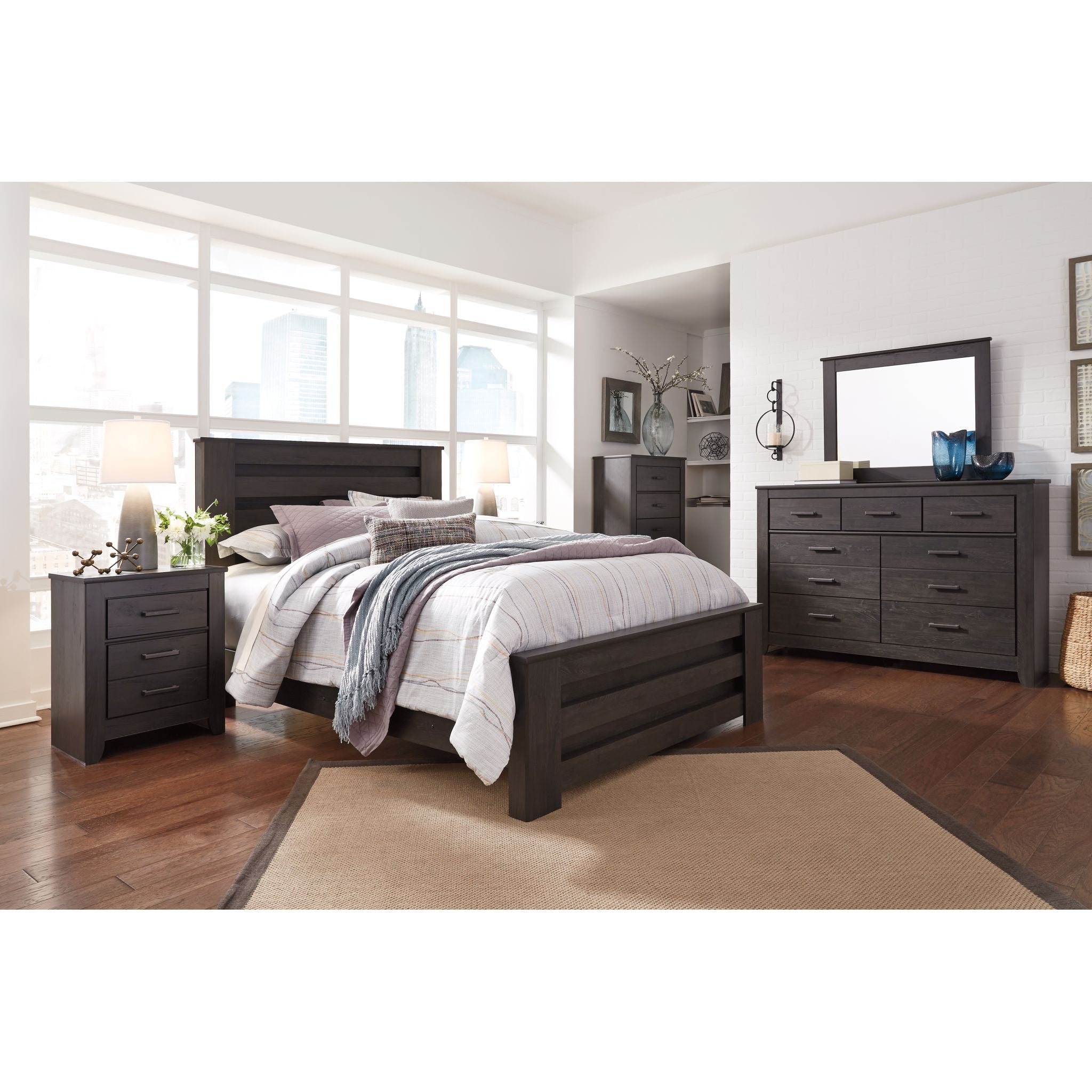 Brinxton Charcoal Chest - Stylish Storage Solution for Bedroom, Living Room, or Office Organization