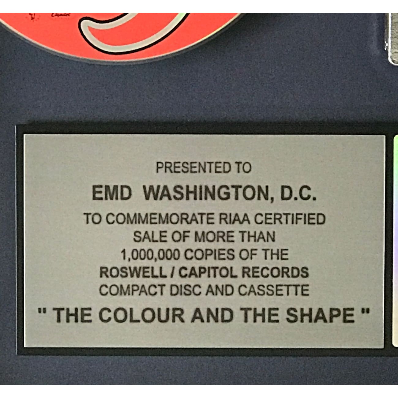 Foo Fighters The Colour And The Shape RIAA Platinum Album Award - Official Music Collectible for Display & Fan Gifts - Perfect for Home Decor, Music Room, or Office
