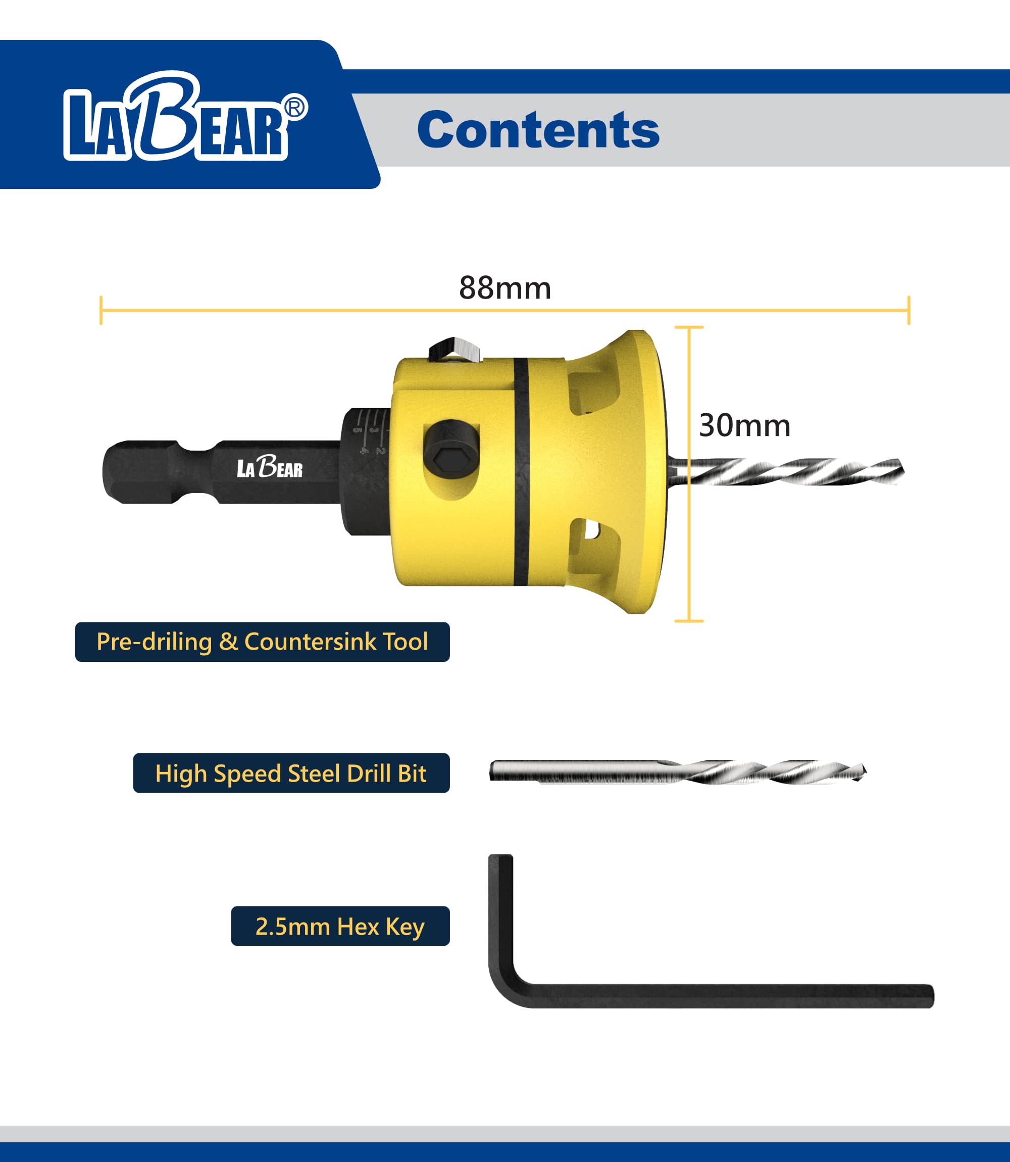 Replaceable HSS Countersink Drill Bits - 1/4