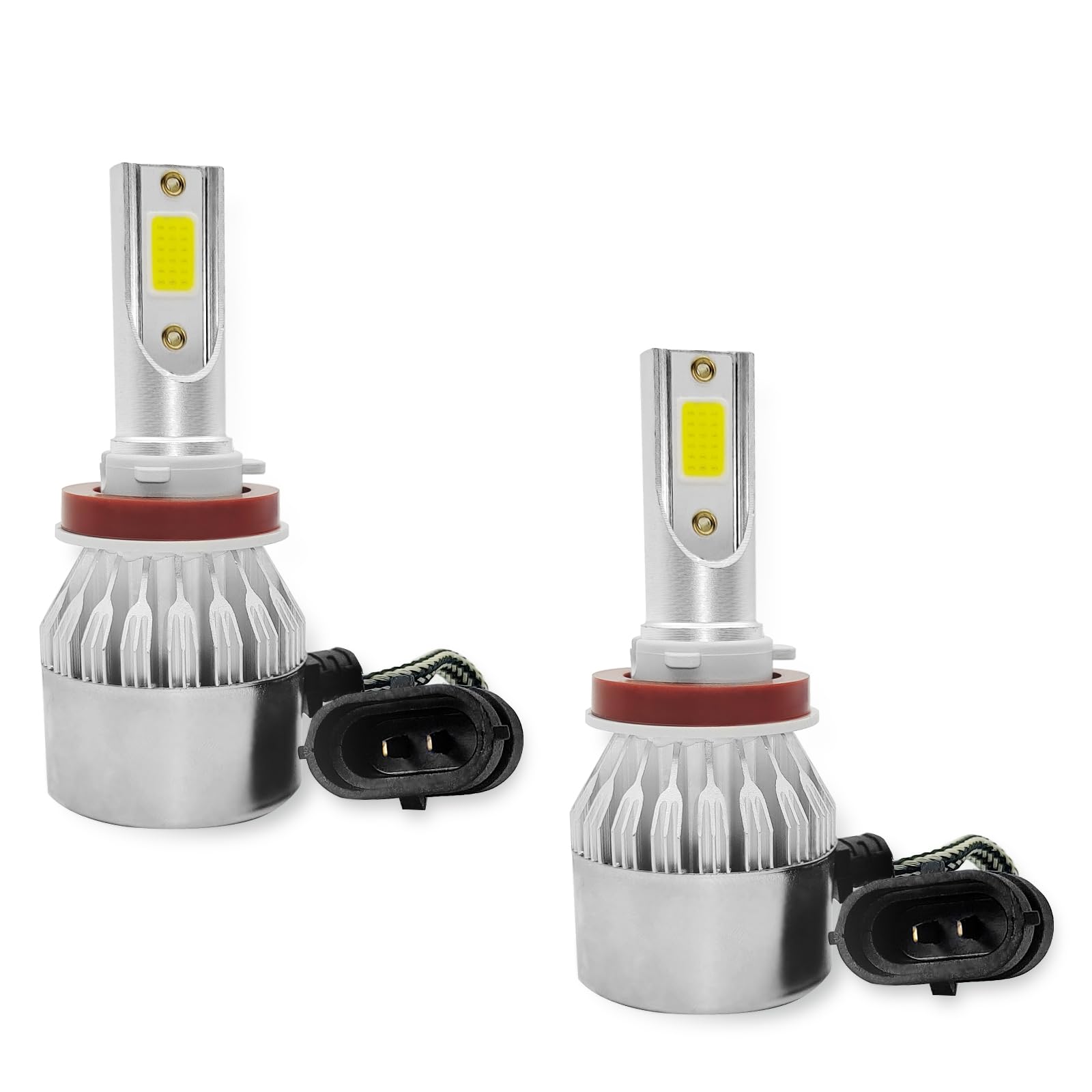 USTOPF1T 2PCS H11/H8/H9 LED Headlight Bulbs - 6000K White, 36W 3800LM for Night Driving