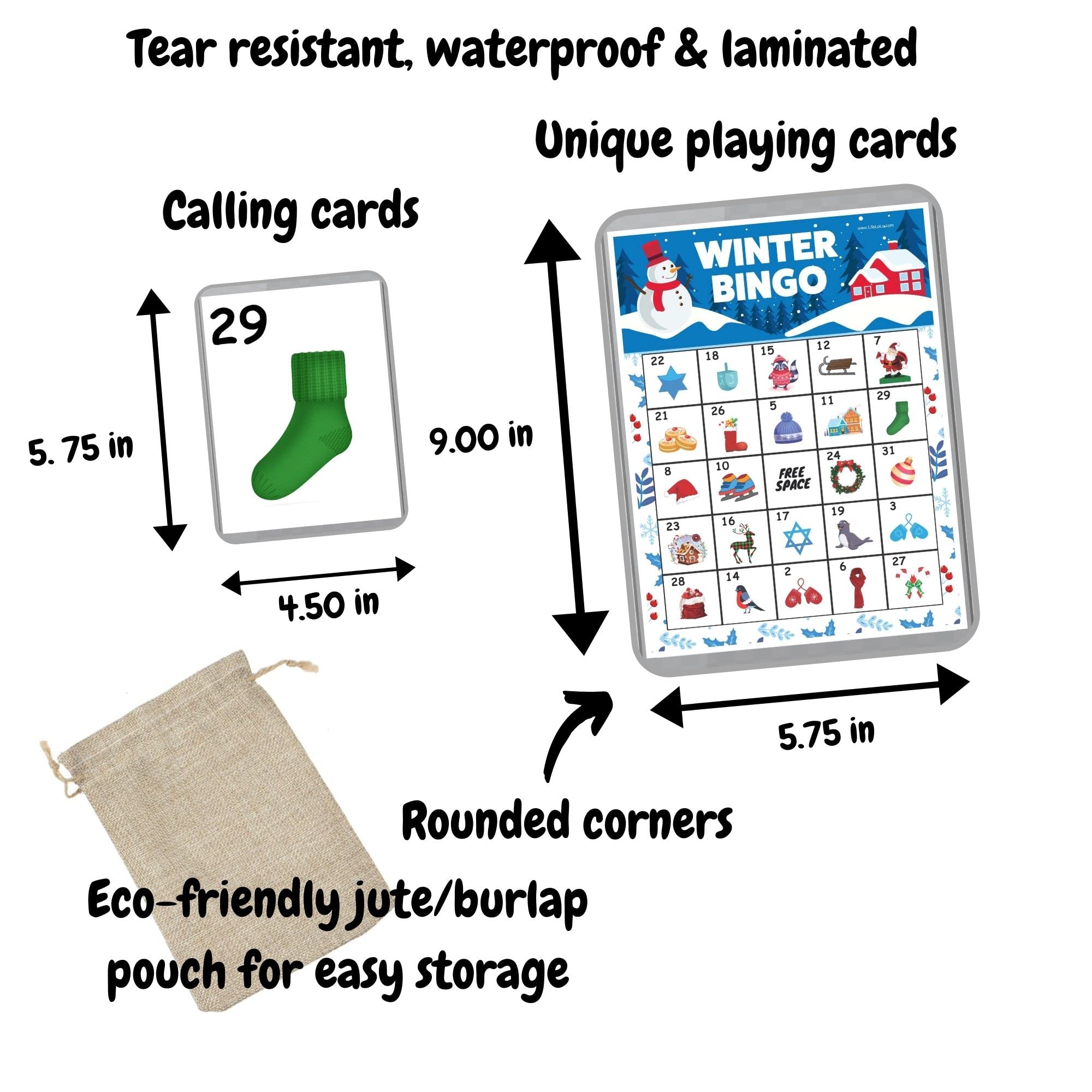 Winter Bingo Game Set - 60 Laminated Holiday Bingo Cards for Corporate Parties, School Events & Family Gatherings | Christmas Bingo, Kids Bingo Game, Holiday Party Activities | Perfect for Office Celebrations, Classroom Fun & Festive Family Game Nights