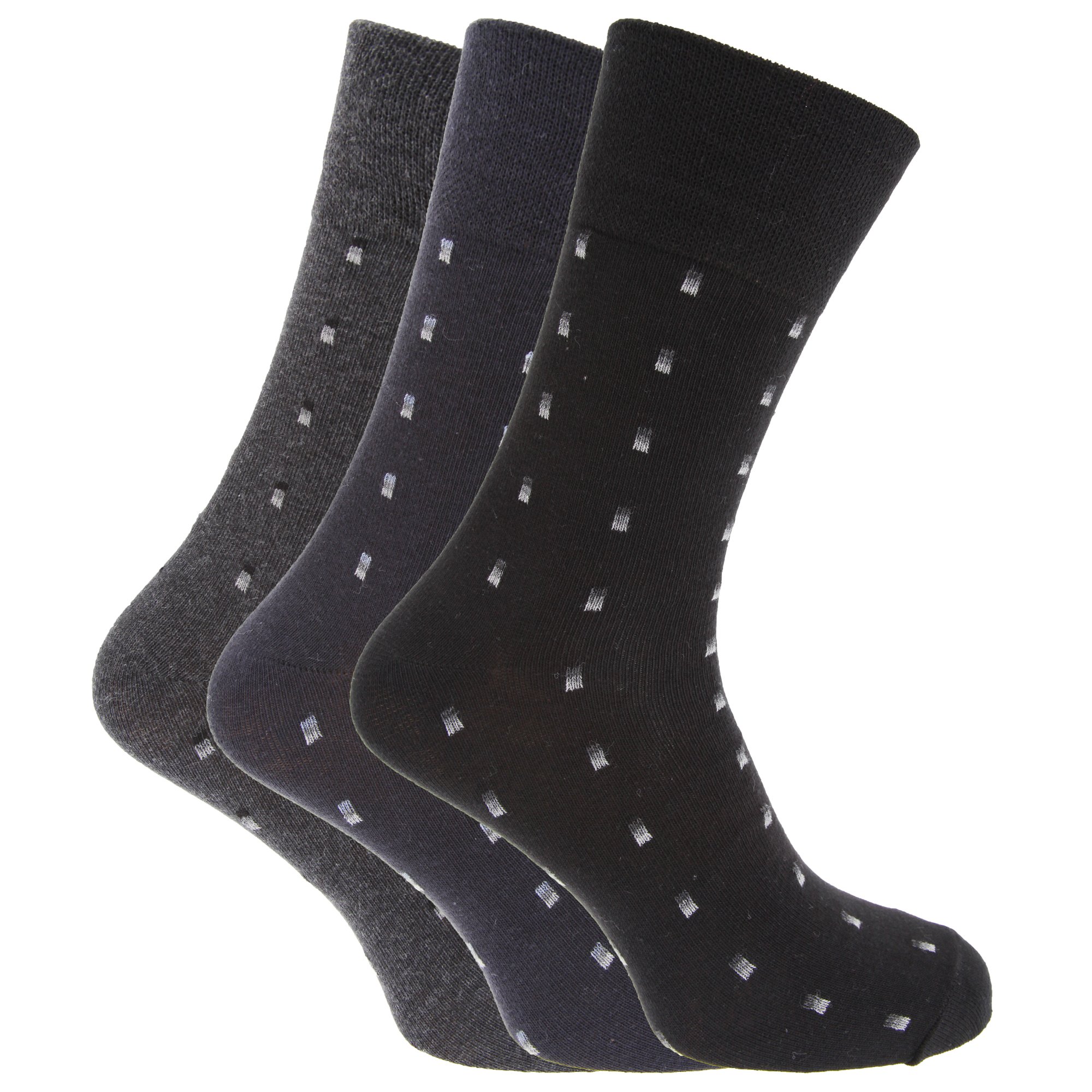 Men's Diabetic Socks with Honeycomb Top & Gentle Grip - 3 Pack (US 7-12) - Blue/Navy/Sky Blue - Comfortable Non-Binding Socks for Diabetes, Swelling & Circulation - Perfect for Daily Wear, Work & Travel