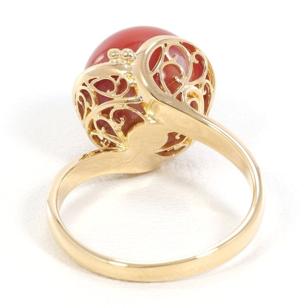 18K Yellow Gold Coral Ring for Women - Elegant Handmade Jewelry Gift for Birthday, Anniversary & Valentine's Day | Perfect for Beach Weddings, Summer Parties & Boho Fashion