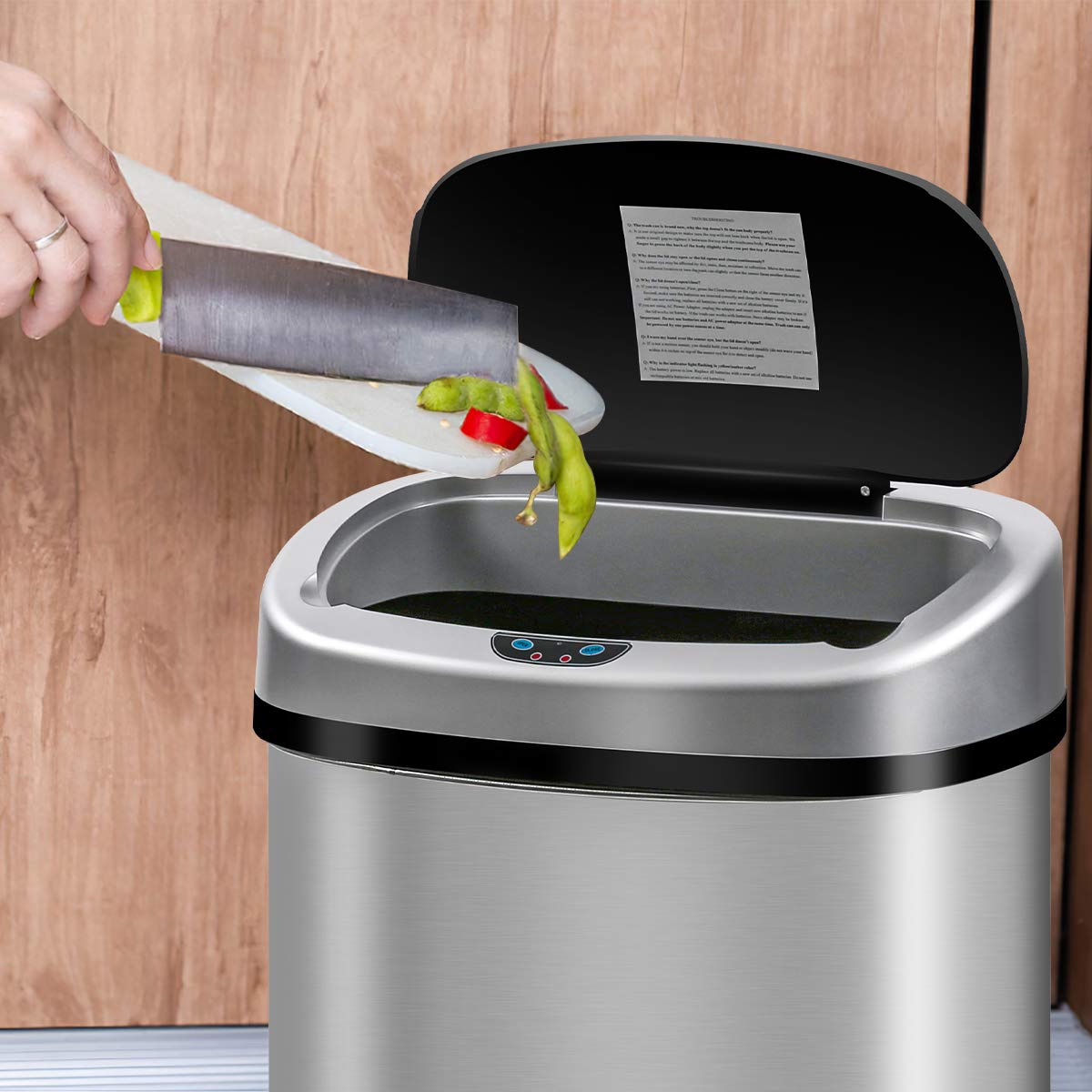 Stainless Steel Automatic Touchless Trash Can 13 Gallon/50L with Lid - High Capacity Kitchen Garbage Bin for Home, Office, Bathroom & Restroom - Brushed Silver Large Dustbin | Hands-Free Waste Disposal for Hygienic Living Spaces