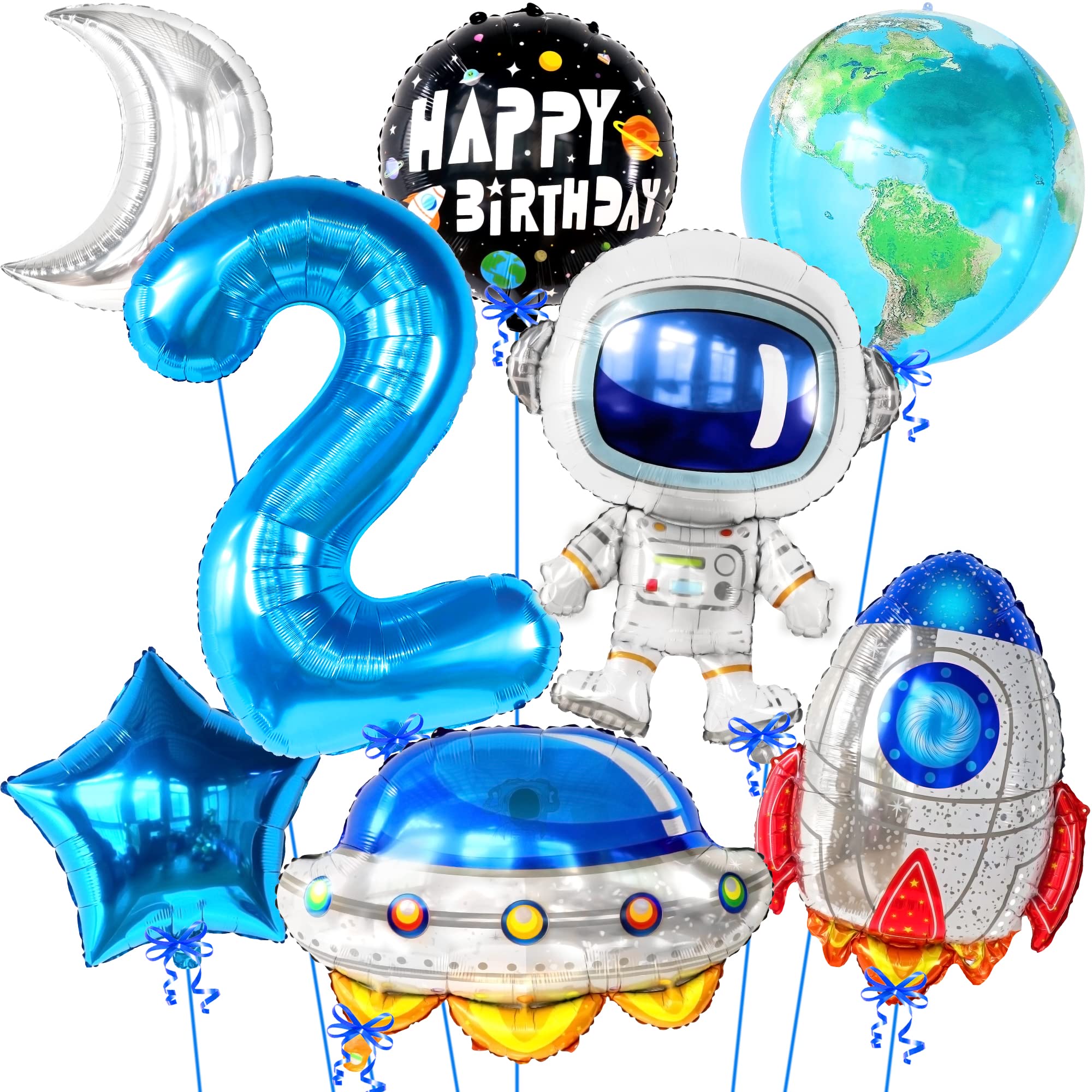 KatchOn Big Two The Moon Balloons - Pack of 8 | Space Themed Birthday Decorations for Boys | 2nd Birthday Party Supplies | Perfect for Two The Moon Theme Parties, Baby Showers & Space Adventures