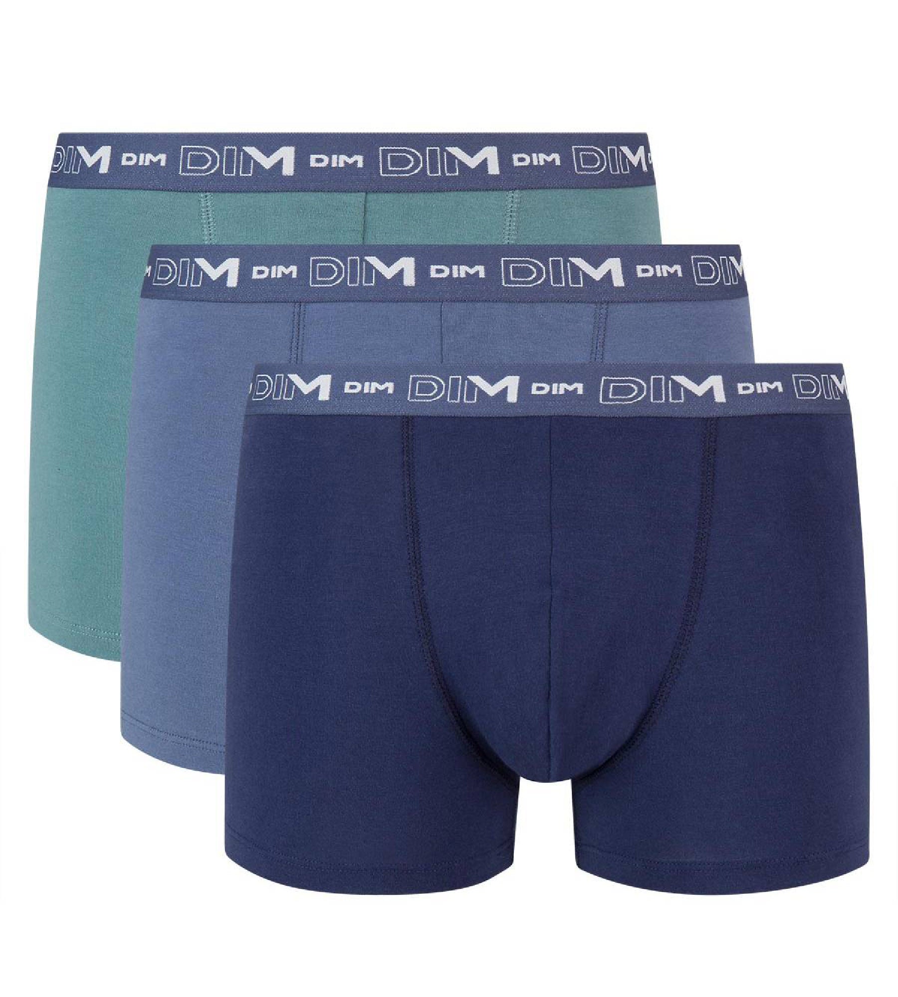 3 Pack Men's Stretch Cotton Boxer Briefs - Denim Blue, Storm Blue & Palm Green - Soft & Comfortable Underwear for Daily Wear, Workout & Travel