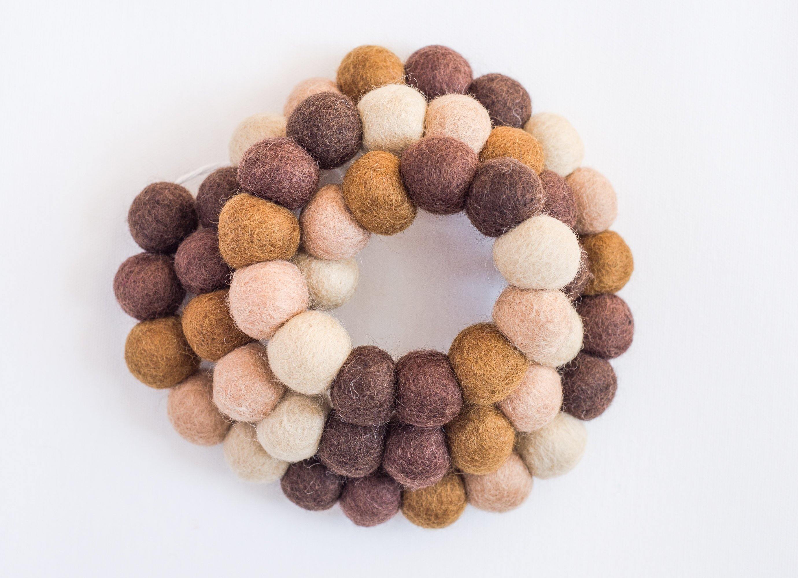 Brown Ombre Felt Ball Garland - Handmade Decorative String for Nursery, Wedding, Party & Home Decor