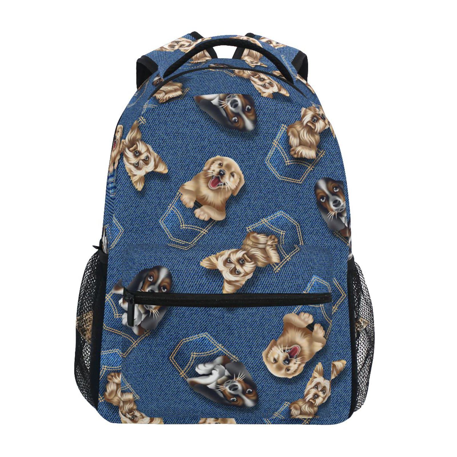 Cute Cat Denim Backpack for Women & Men - School, Travel, Laptop Bag