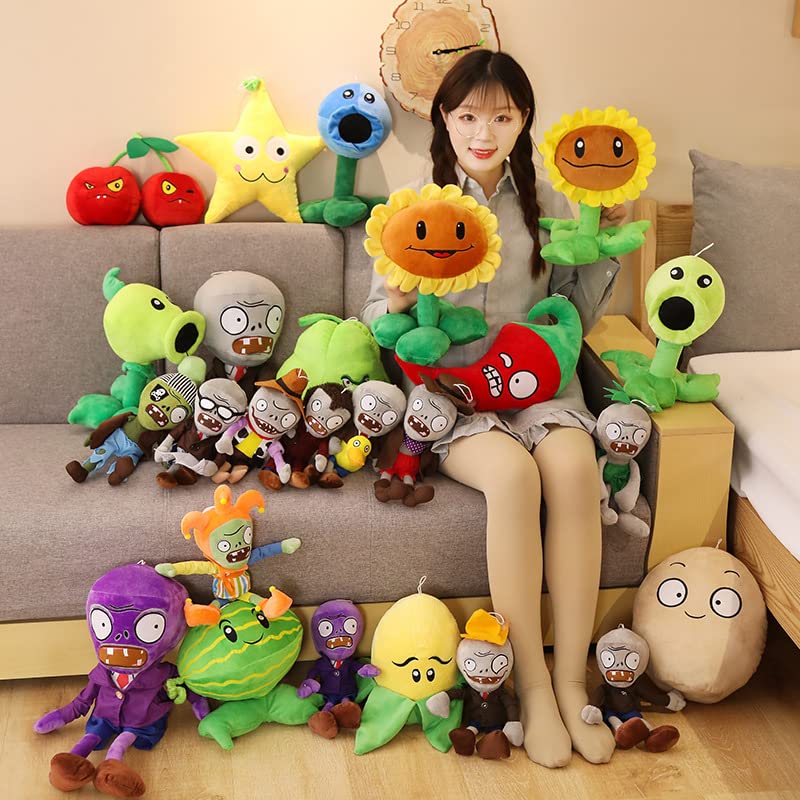PVZ Plush Toys - Zombie & Plant Stuffed Animals, Blueberry Plushie - Perfect for Kids' Gifts, Game Room Decor & Plant vs Zombie Fans Collection