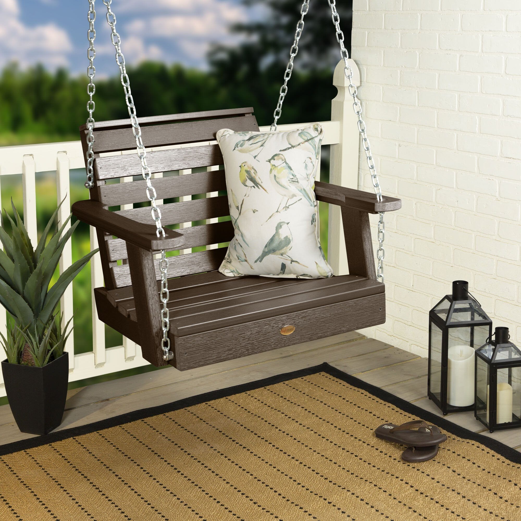 Refurbished Weatherly Single Seat Swing - Outdoor Porch, Garden & Patio Swing Chair for Relaxing & Lounging