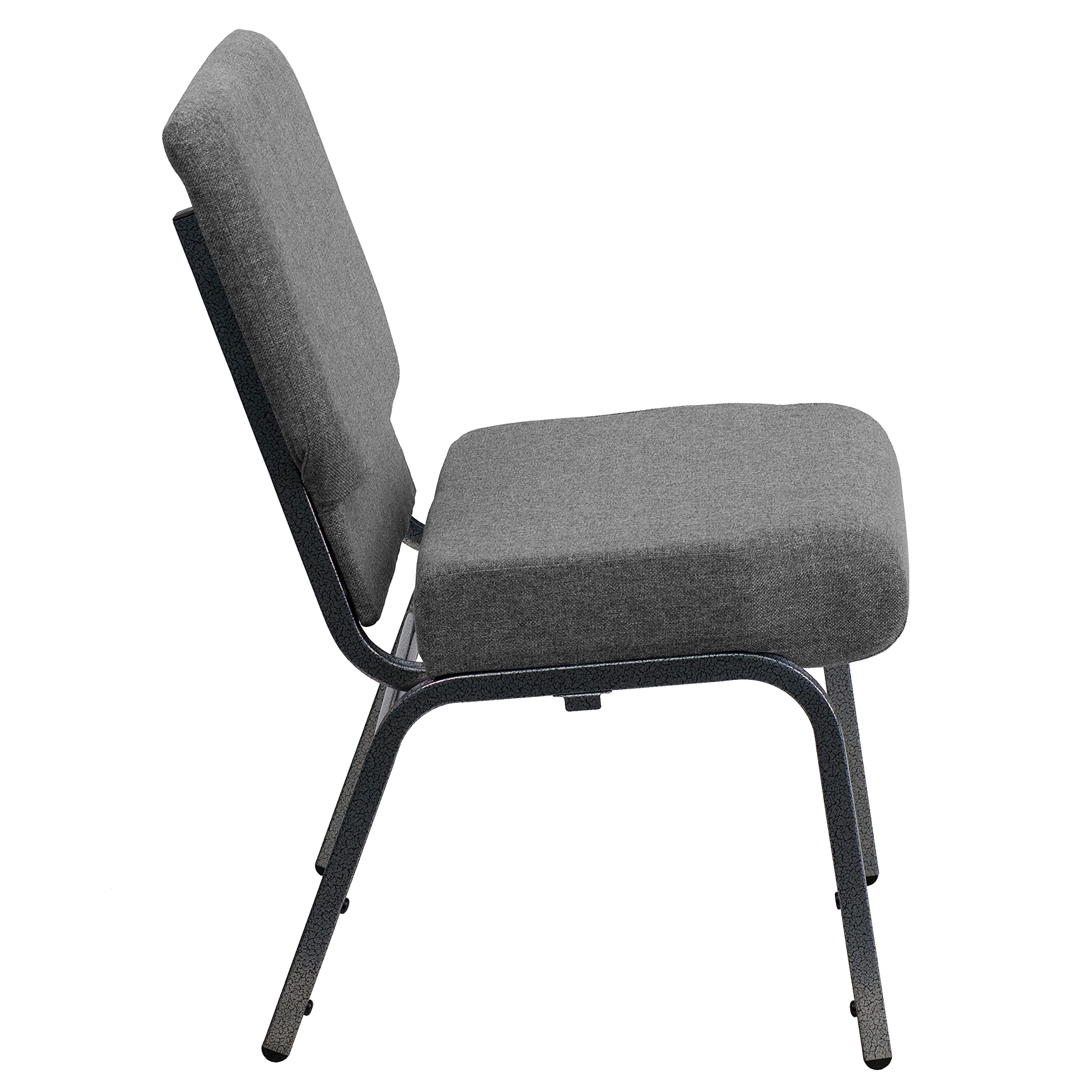 EMMA & OLIVER 21-Inch Wide Stackable Church Chairs - Gray Fabric with Silver Vein Metal Frame | Perfect for Weddings, Events & Banquets