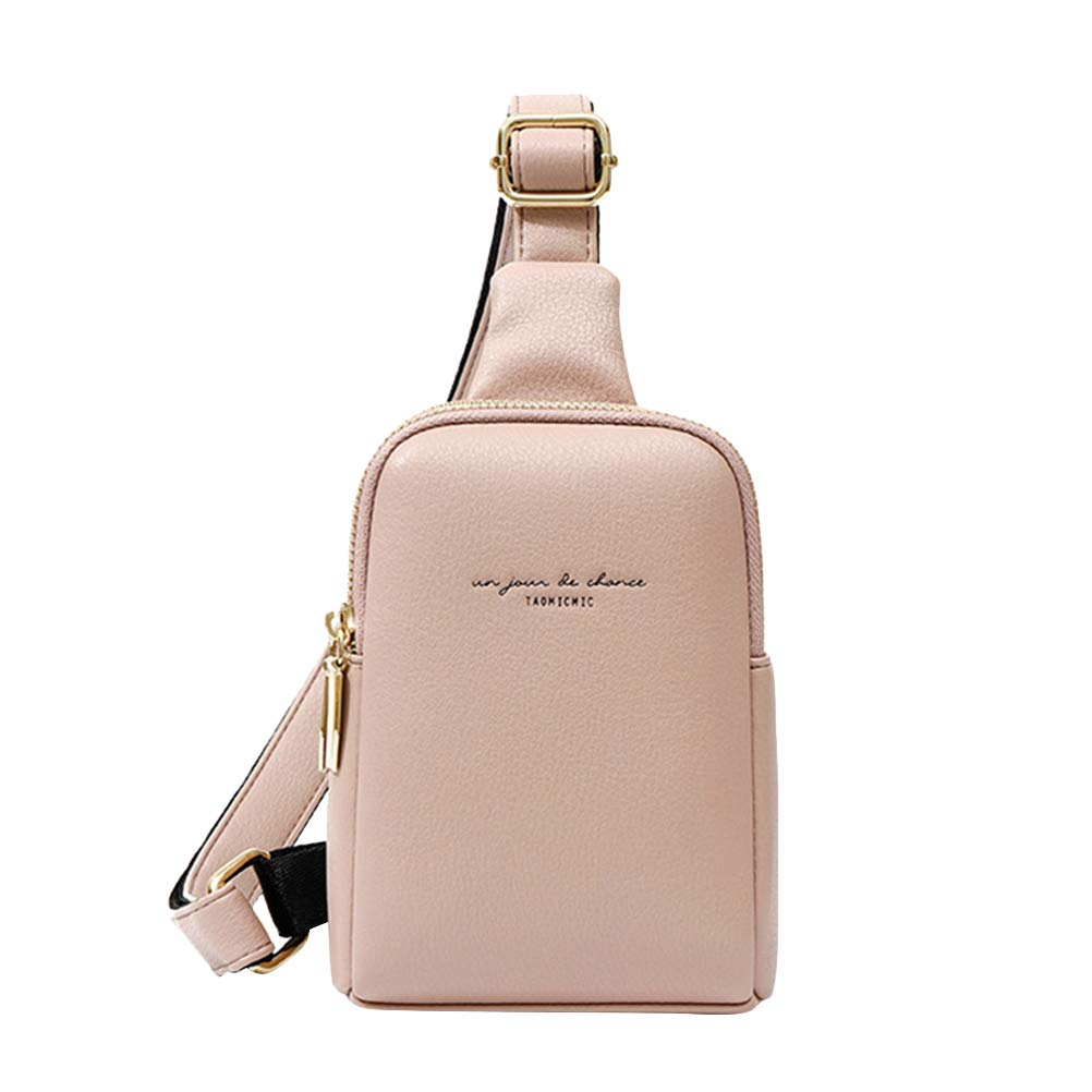 FETION Stylish PU Leather Waist Bag for Women - Trendy Crossbody Purse with Adjustable Strap, Pink | Perfect for Travel, Shopping & Daily Use