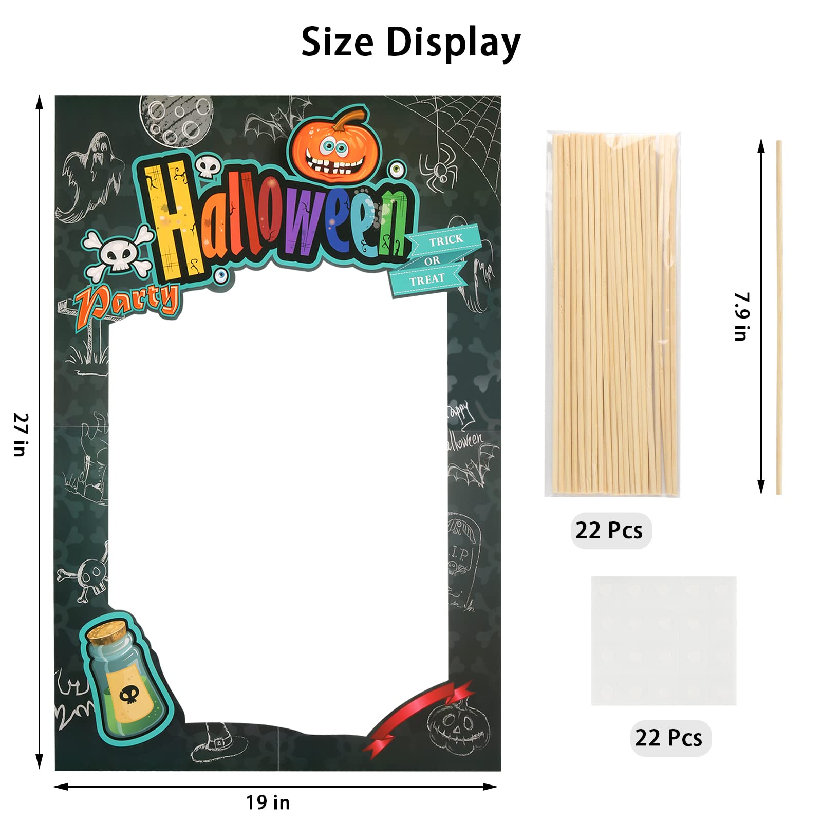 22PCS Halloween Photo Booth Props Set - Fun Selfie Frame & Party Decorations for Halloween Celebrations | Perfect for Costume Parties, Trick or Treat Events & Spooky Social Media Photos