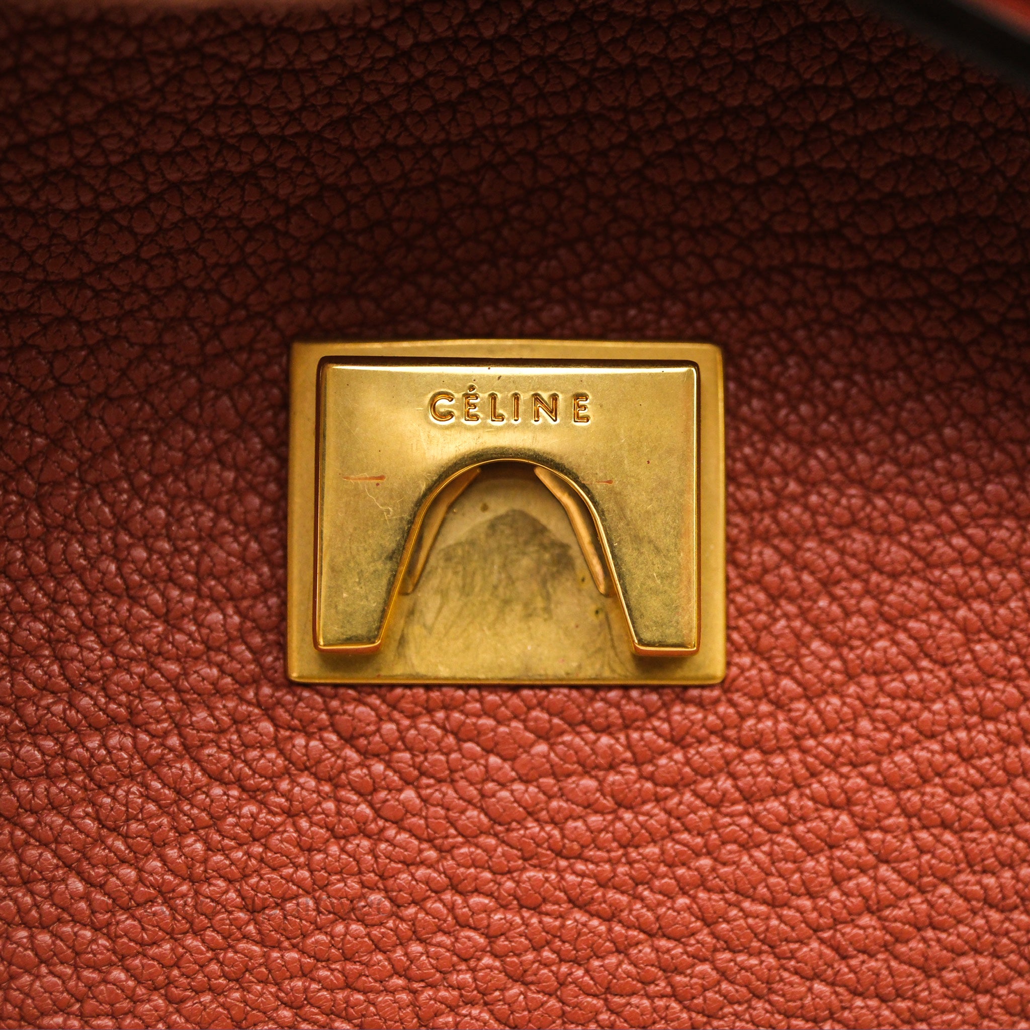 Celine Mini Belt Bag in Brick Red Grained Goatskin Leather with Gold Hardware - Perfect for Everyday Use, Work & Travel