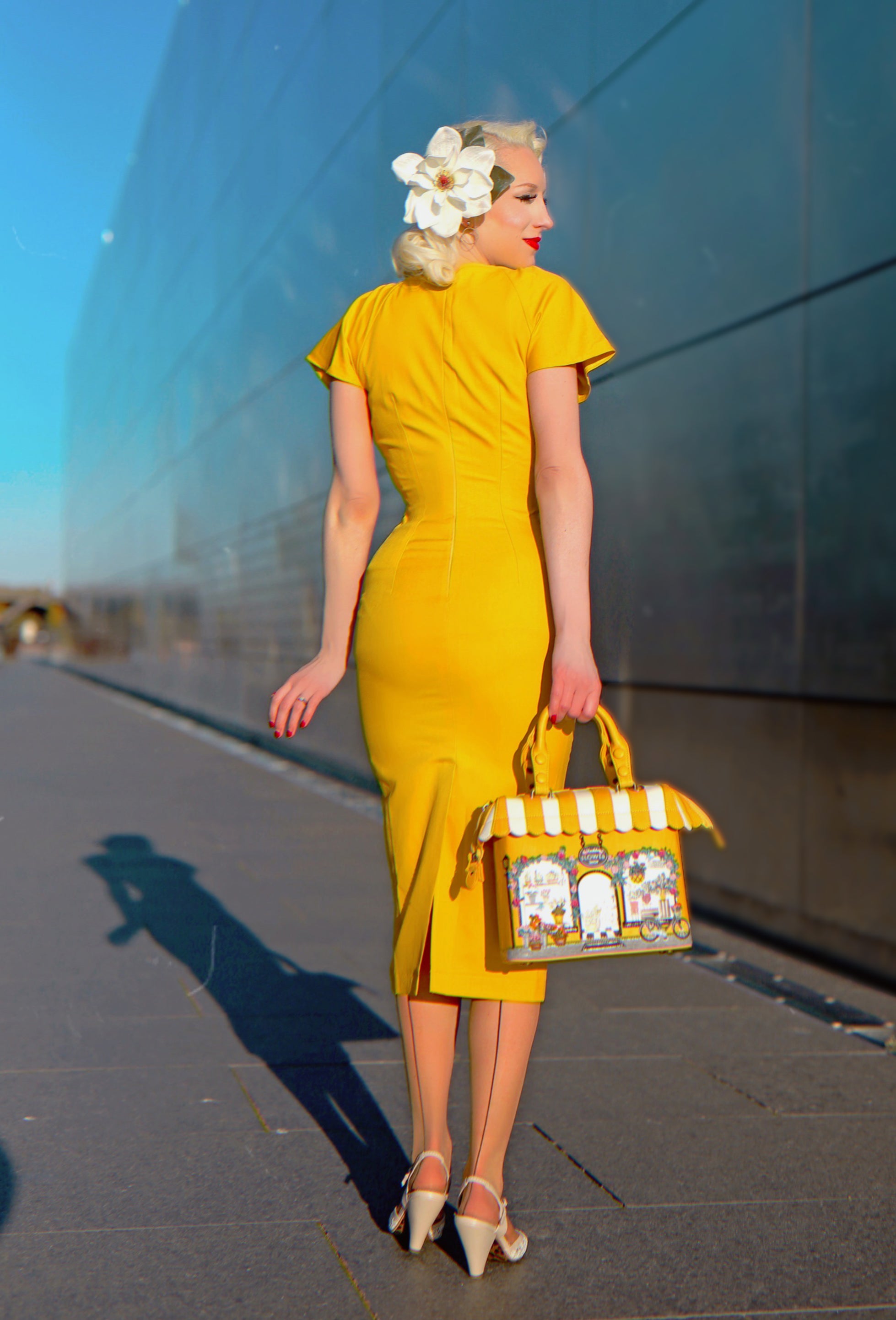 Kate Middleton Style Bright Yellow Short Sleeve Pencil Dress - Elegant Office Wear & Summer Party Outfit