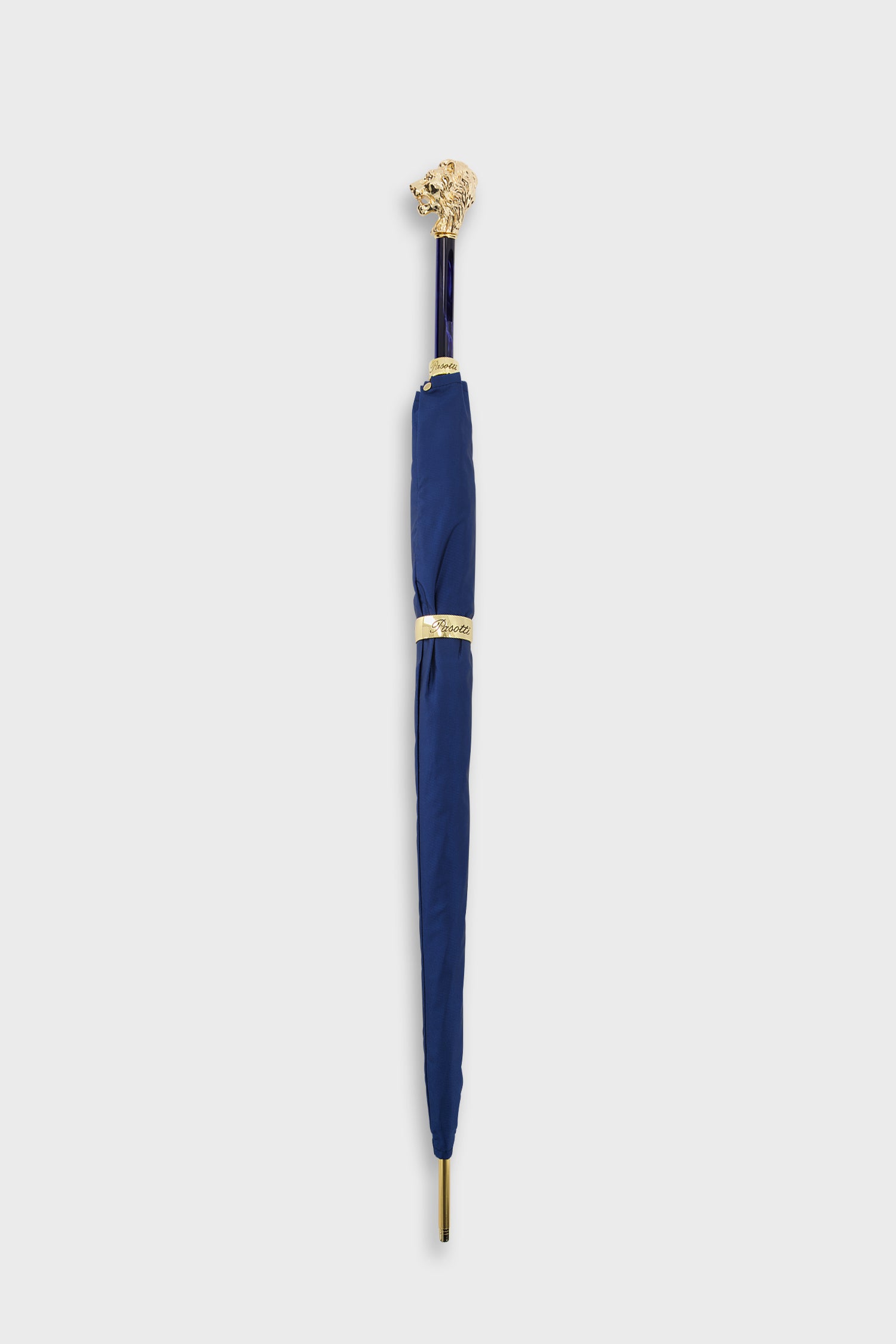 Pasotti Luxury Blue & Gold Lion Handle Umbrella - Windproof & Waterproof for Men & Women - Perfect for Outdoor Events, Weddings & Fashion Accessories