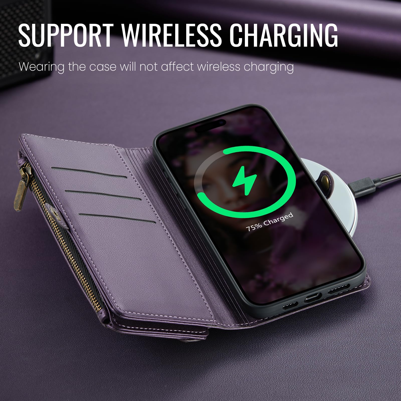 Premium RFID Blocking PU Leather Wallet Case for iPhone 15 Pro Max (6.7