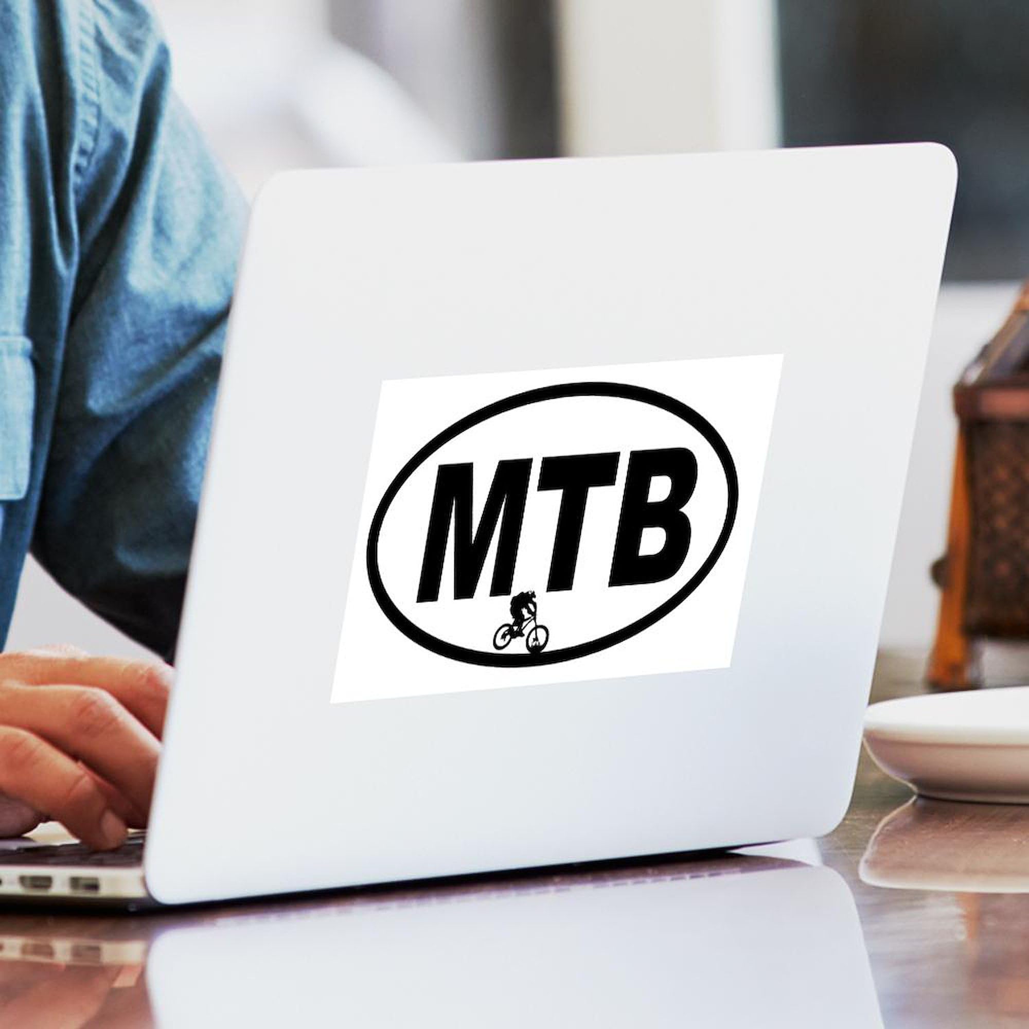 Mountain Biking Oval Sticker - Durable Bumper Decal for Cars, Bikes & Laptops - Perfect for Outdoor Enthusiasts & Cycling Fans