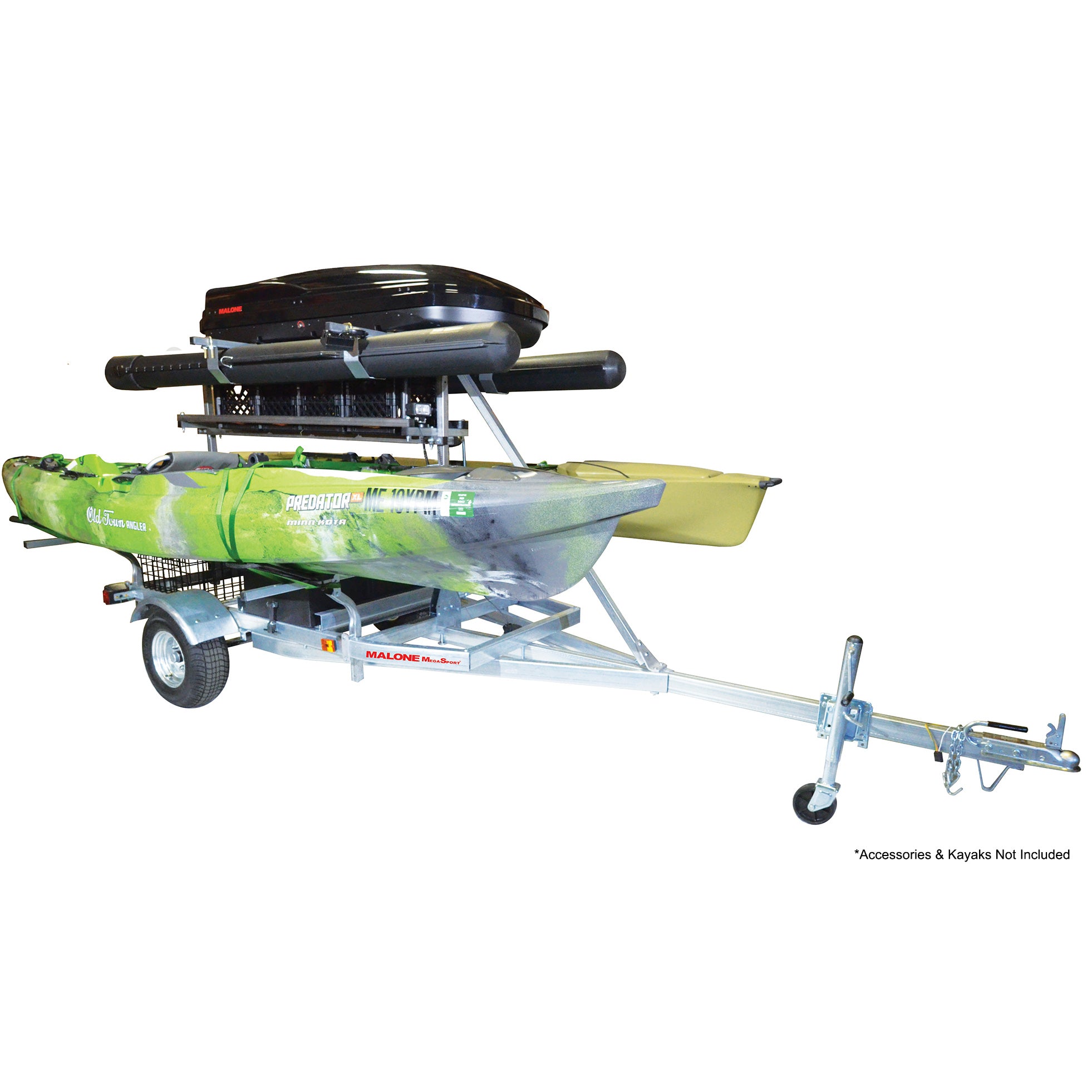 Malone MegaSport Kayak Trailer - Heavy Duty Kayak & Canoe Carrier for Easy Transport | Perfect for Road Trips, Camping & Water Sports Adventures