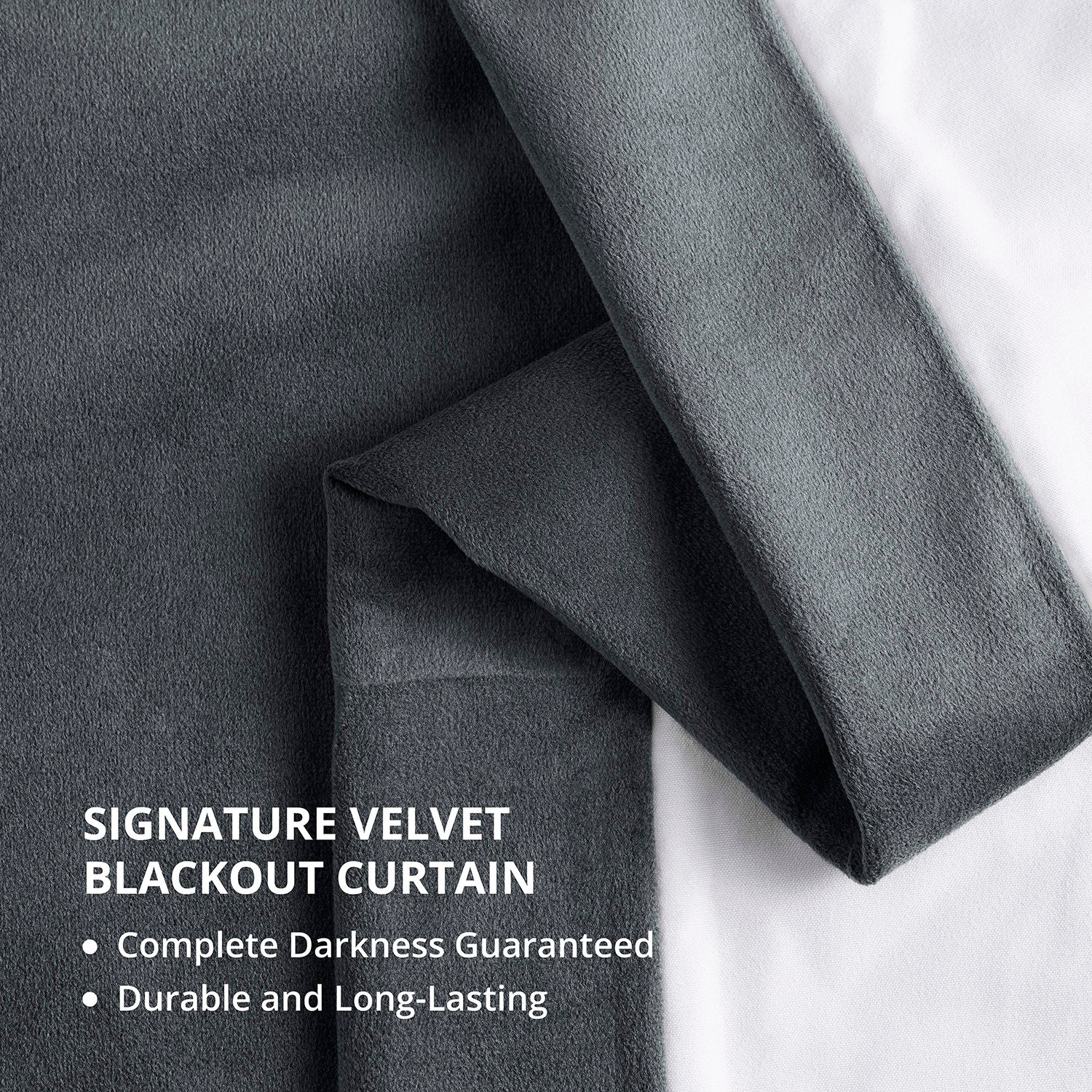 Blue Grey French Pleat Blackout Curtains for Bedroom & Living Room - Thermal Insulated Velvet Drapes for Noise Reduction & Light Blocking